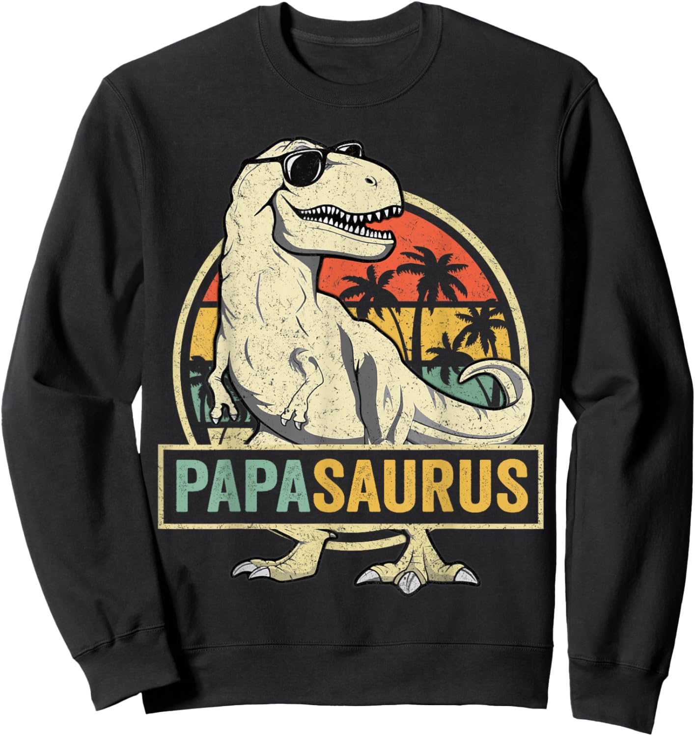 Papasaurus T Rex Dinosaur Papa Saurus Family Matching Sweatshirt - Sweatshirt | Black