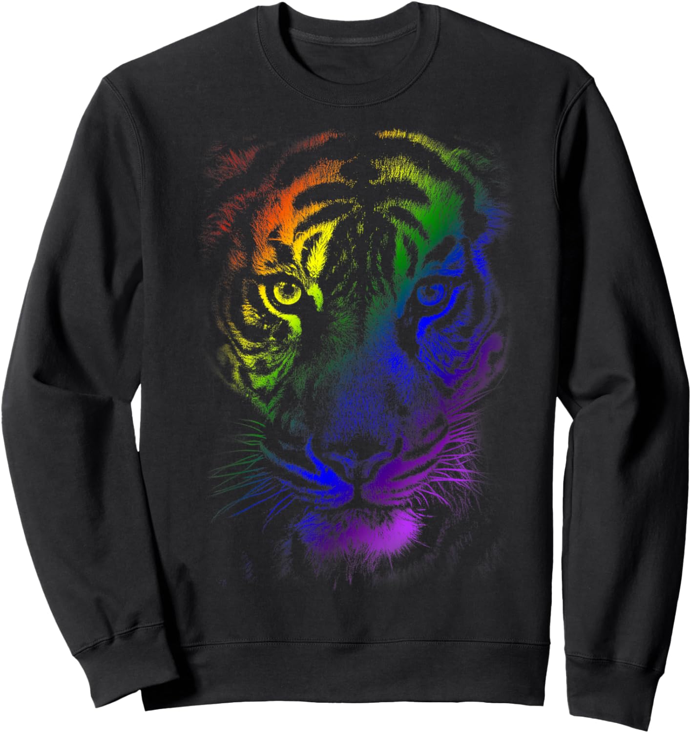 Tie dye Tiger tshirt_Rainbow Tiger Graphic for Animal Lover Sweatshirt - Sweatshirt | Black