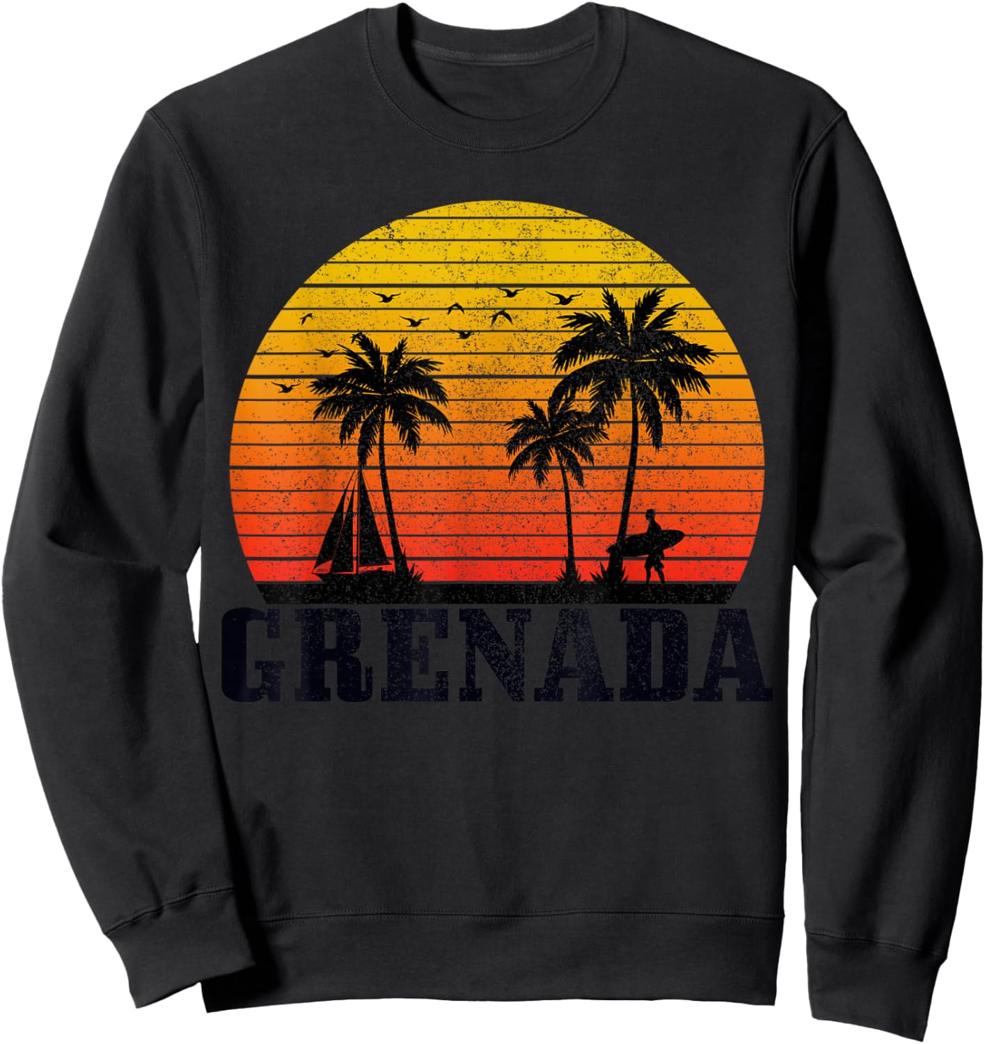 Grenada Surfer Vintage Caribbean Souvenir Sweatshirt - Sweatshirt | Black