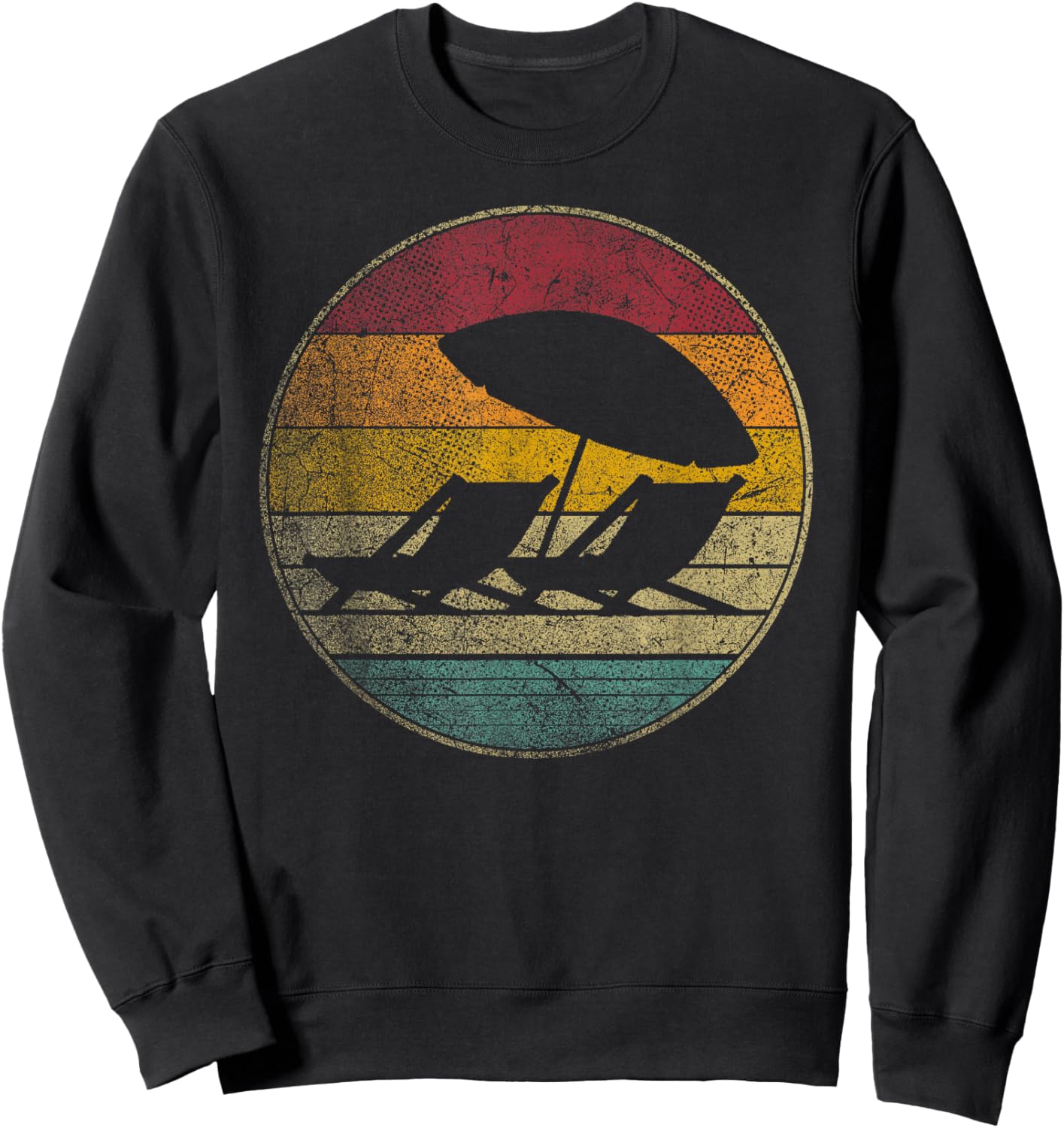 Beach Chair Umbrella Vacation Tropical Retro Vintage 70s 80s Sweatshirt - Sweatshirt | Black
