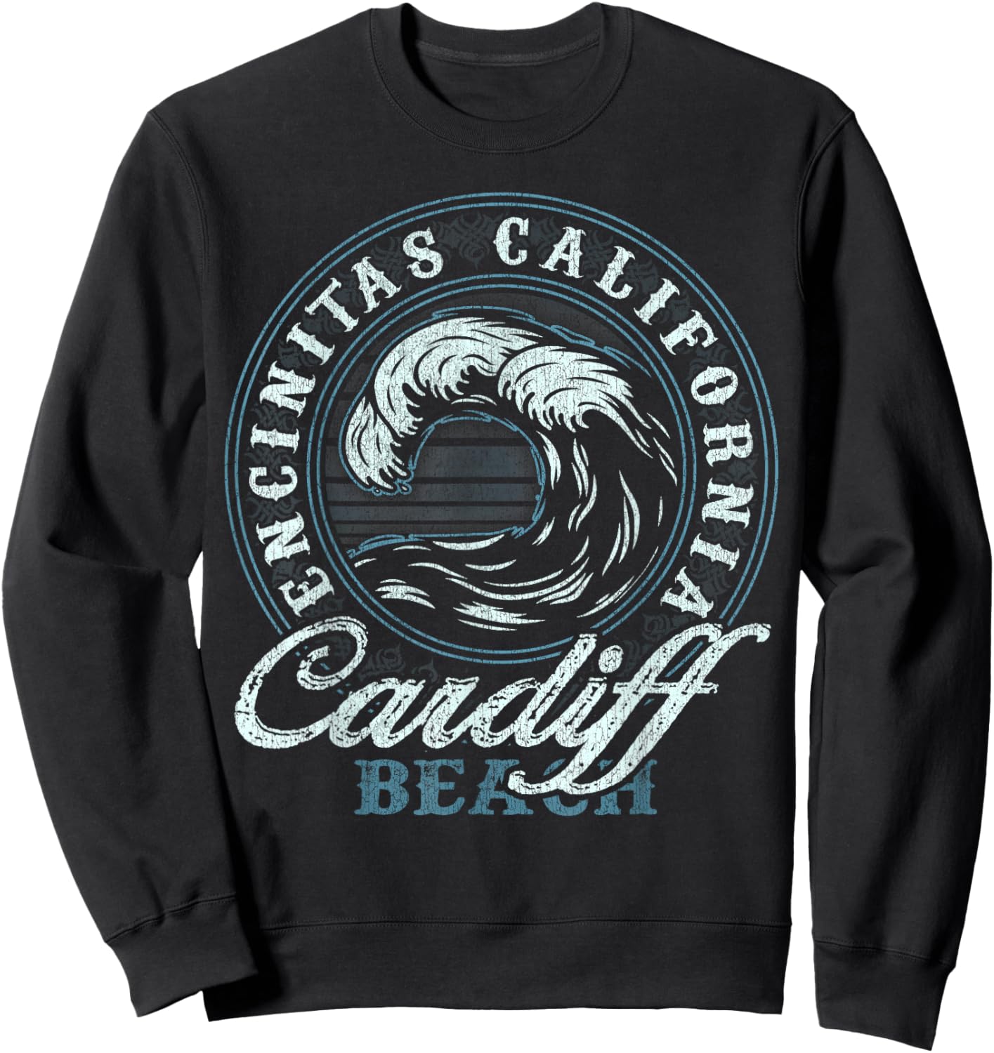Cardiff Retro Wave Circle - Beach Gift Men Women Girls Kids Sweatshirt - Sweatshirt | Black