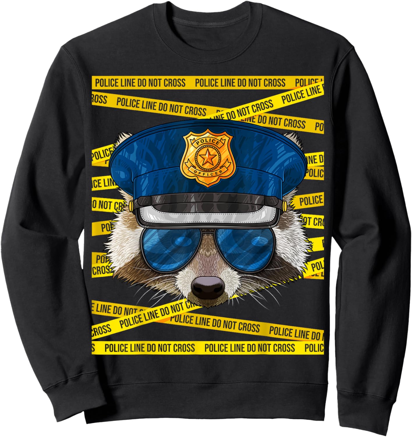Raccoon Police Officer Policeman Funny Police Animal Sweatshirt - Sweatshirt | Black