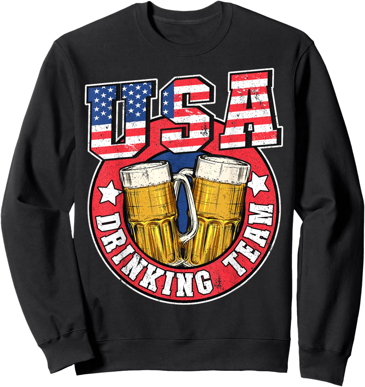 USA Drinking Team US American Flag 4th Of July Beer Drinking Sweatshirt - Sweatshirt | Black