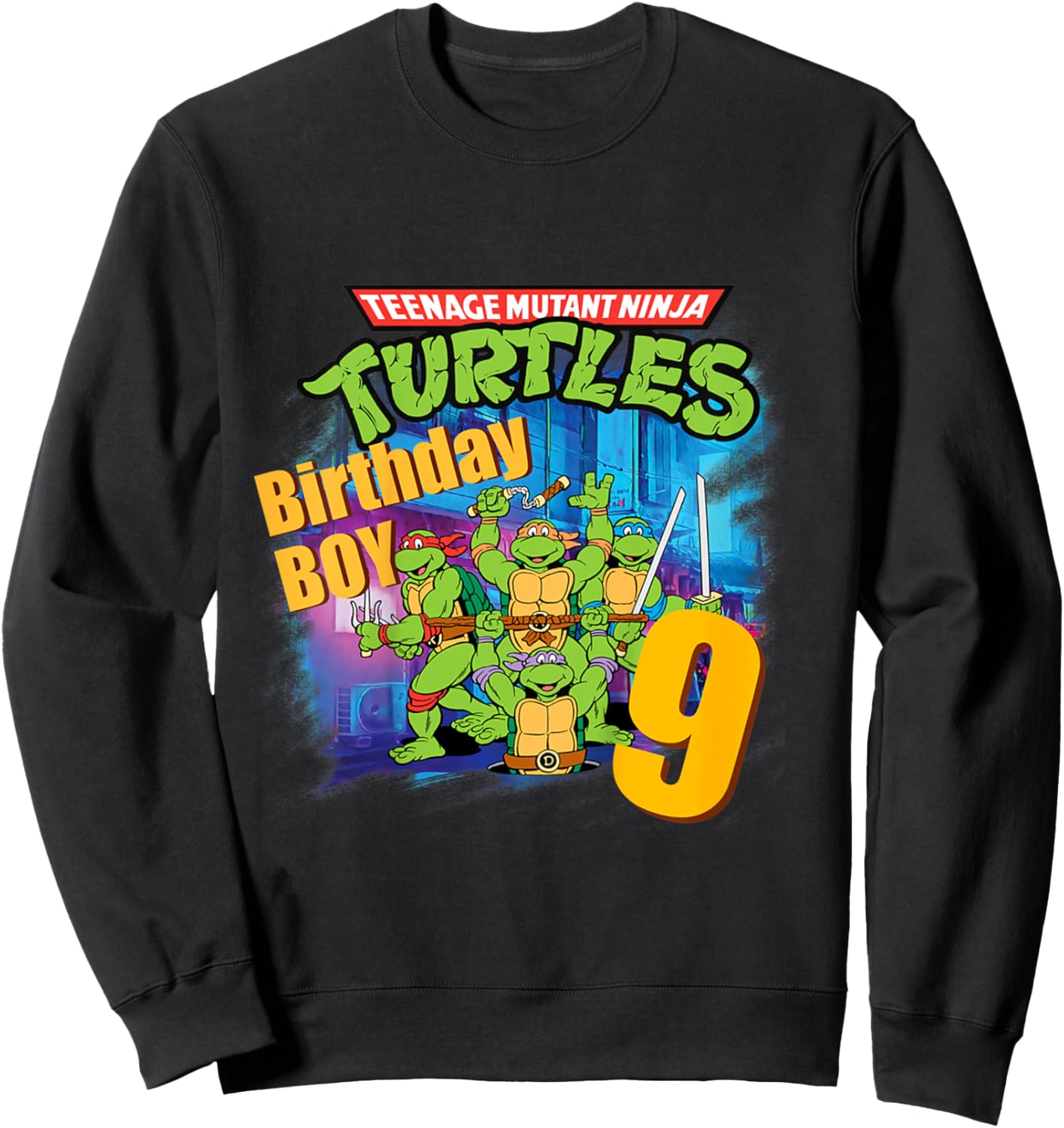 Mademark x Teenage Mutant Ninja Turtles - Kids Original Teenage Mutant Ninja Turtles Classic 9th Birthday Sweatshirt - Sweatshirt | Black