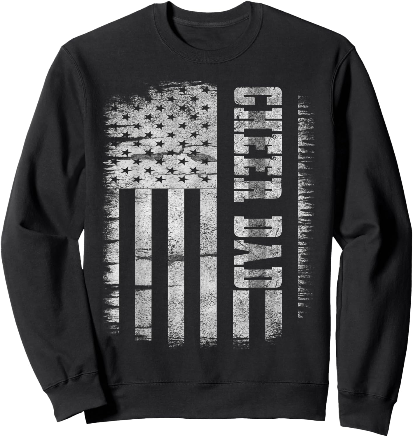 Cheer Dad Proud Cheerleading American Flag Best Cheer Dad Sweatshirt - Sweatshirt | Black