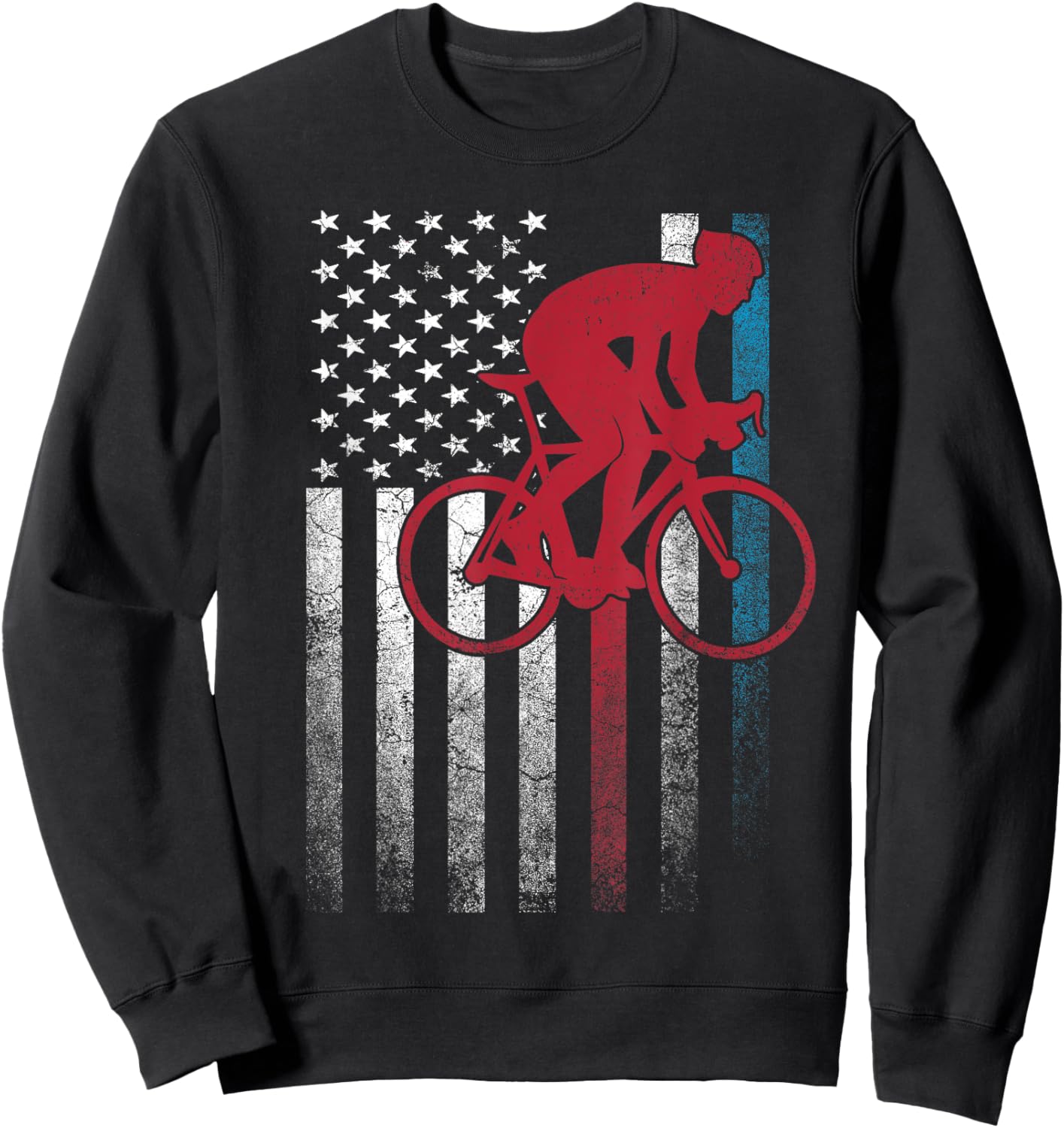 Cycling Bike Bicycle 4th of July Gift American Flag USA Kids Men Sweatshirt - Sweatshirt | Black