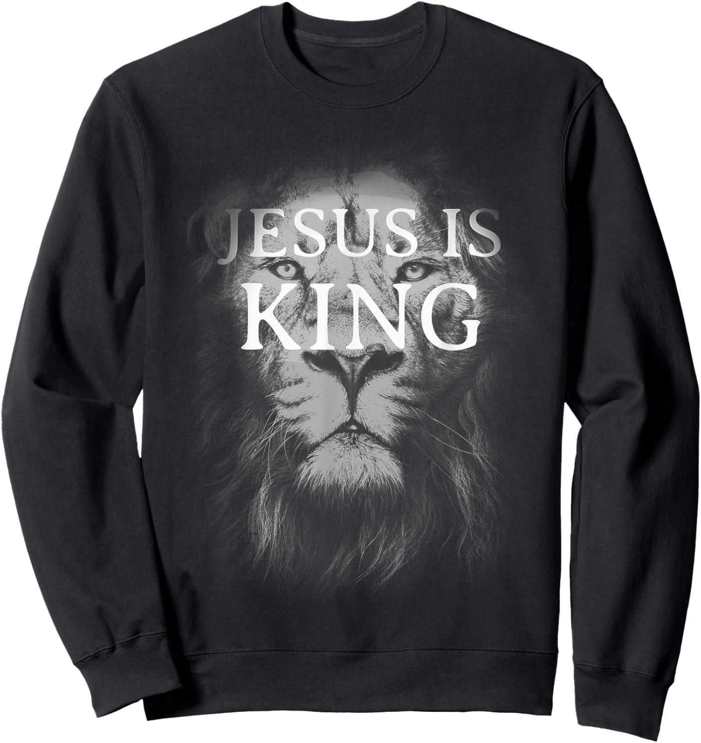 Christian Jesus is King Lion Design Faded Distressed Vintage Sweatshirt - Sweatshirt | Black