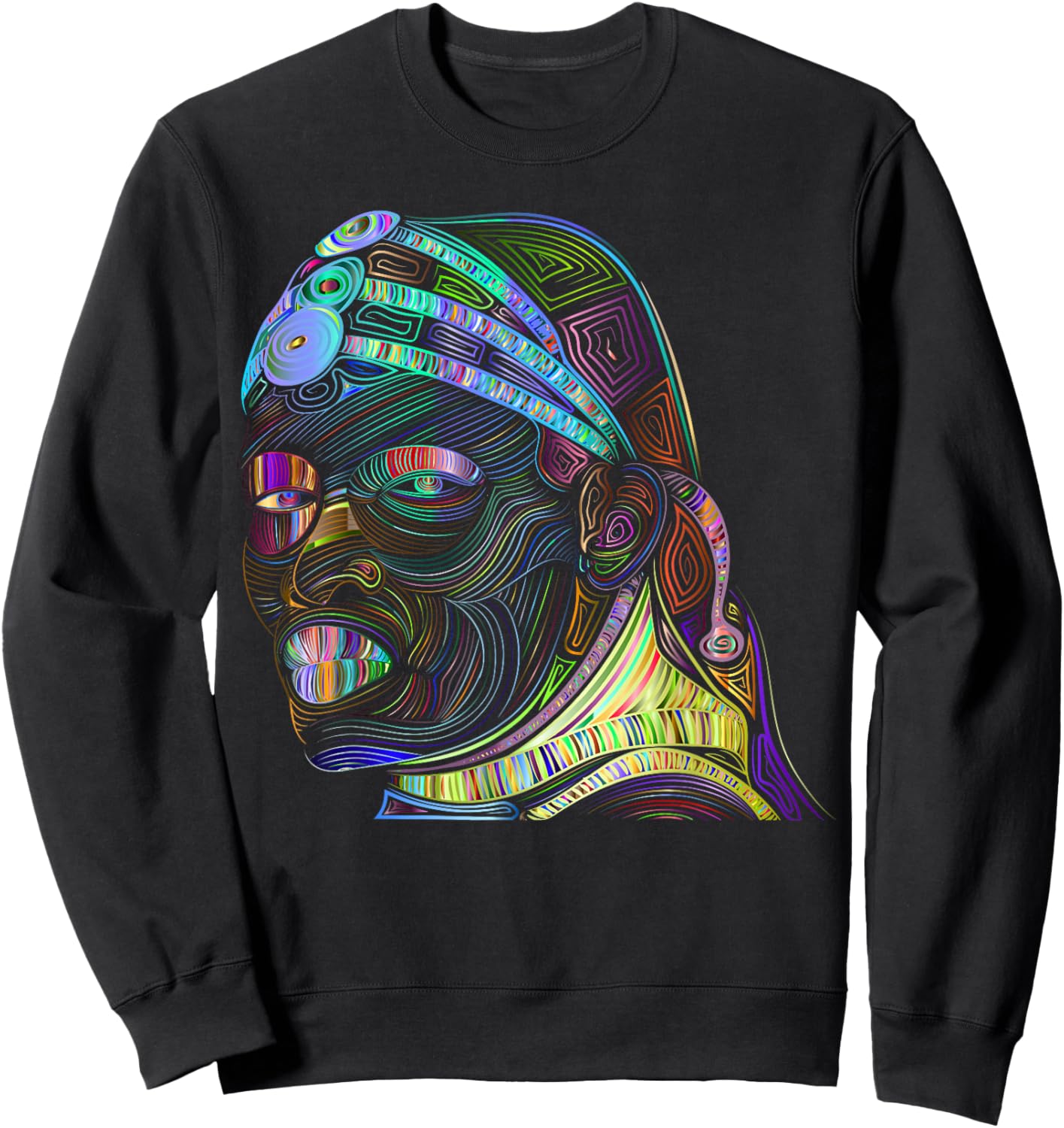 Colorful Maasai African Abstract Art Portait Sweatshirt - Sweatshirt | Black