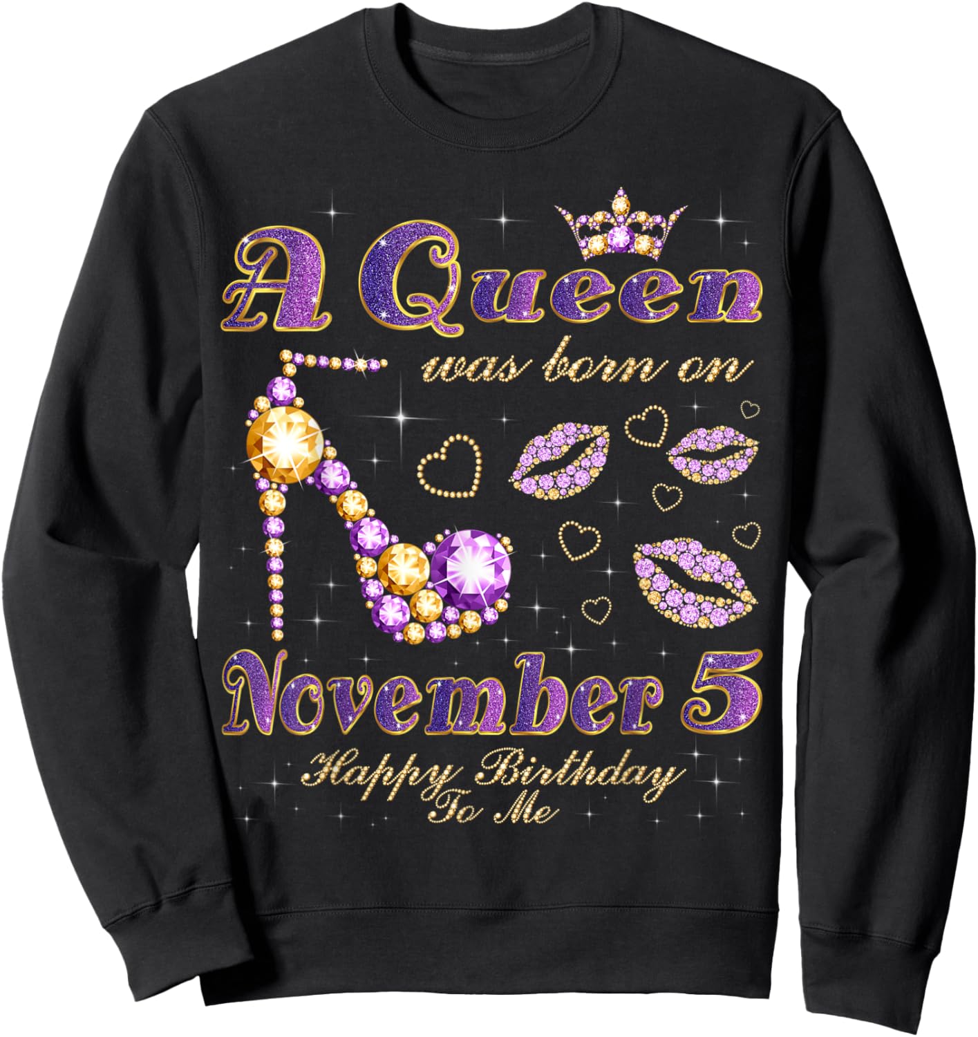 A Queen Was Born on November 5, 5th November Birthday Sweatshirt - Sweatshirt | Black