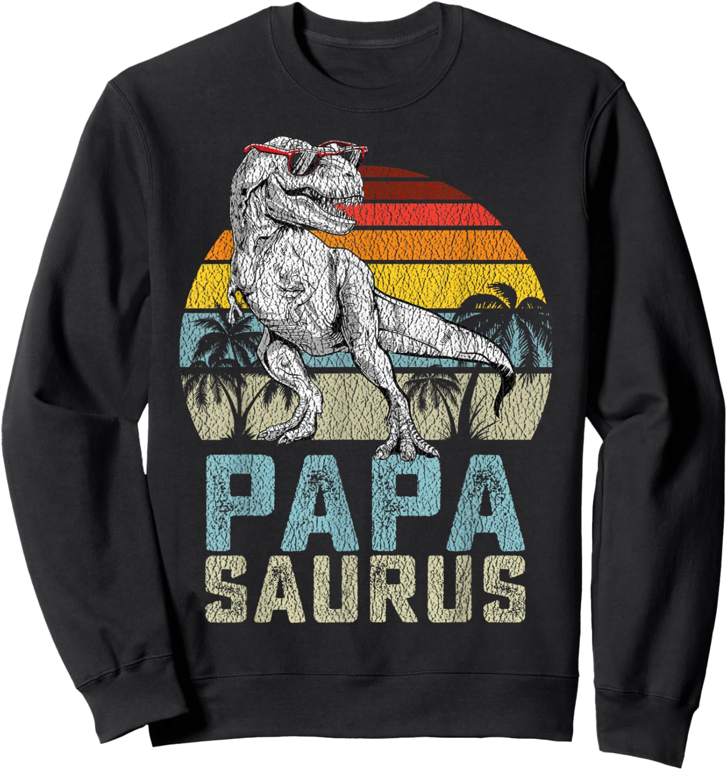 Papasaurus T Rex Dinosaur Papa Saurus Family Matching Sweatshirt - Sweatshirt | Black