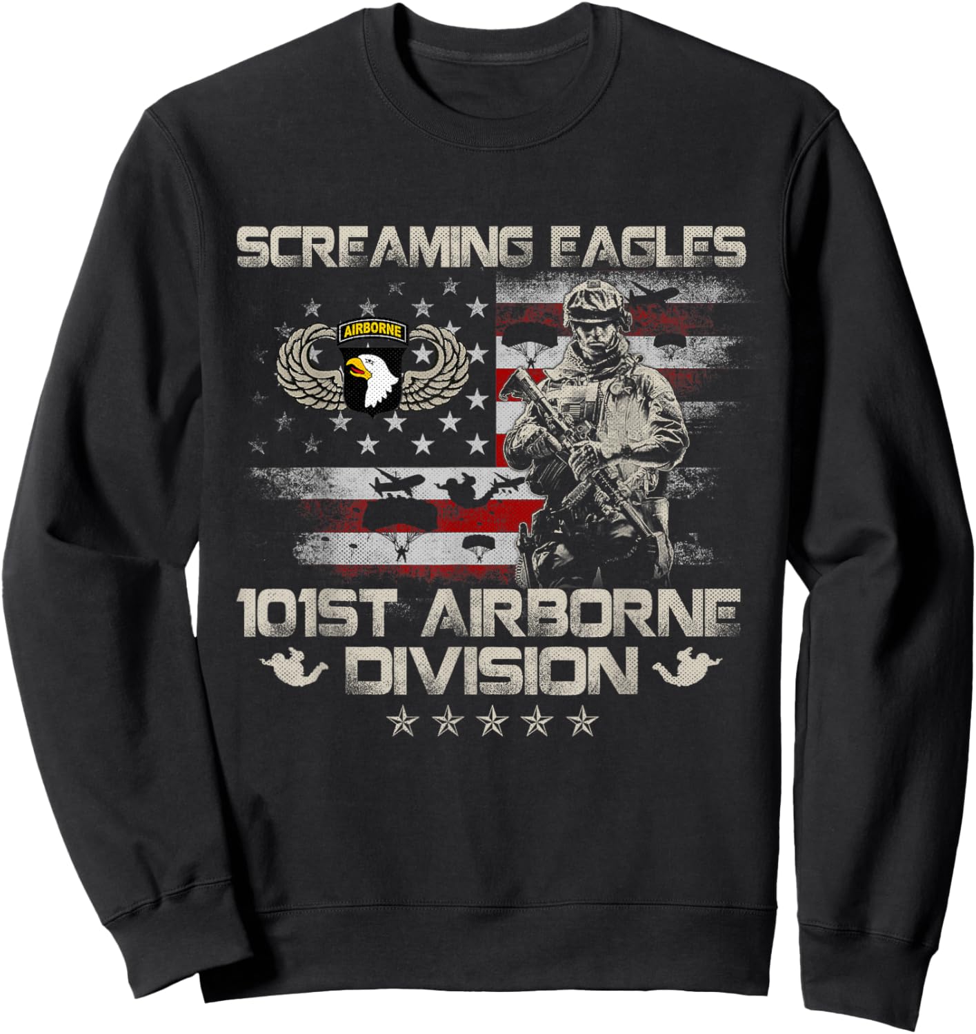 Screaming Eagle 101st Airborne Division Veteran Sky Soldier Sweatshirt - Sweatshirt | Black