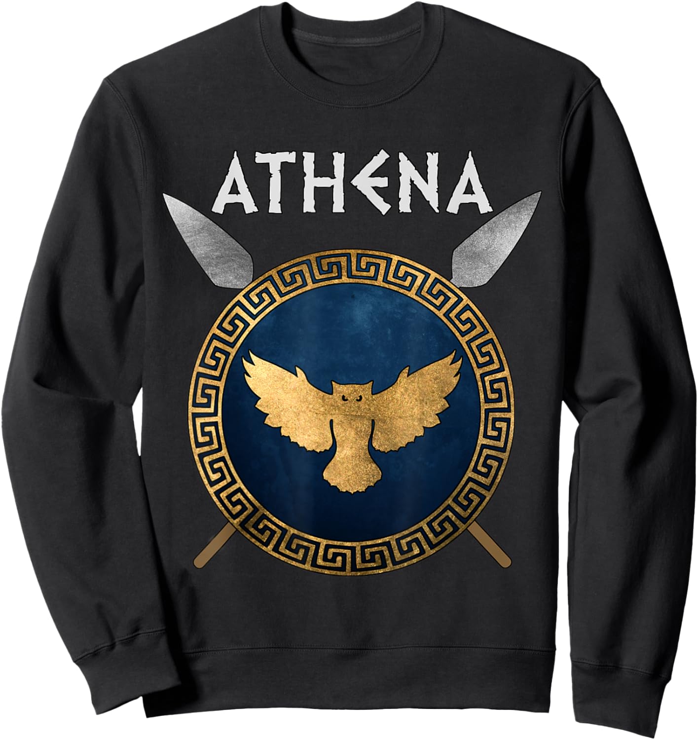 Athena Greek Goddess of Wisdom and War Symbol Sweatshirt - Sweatshirt | Black