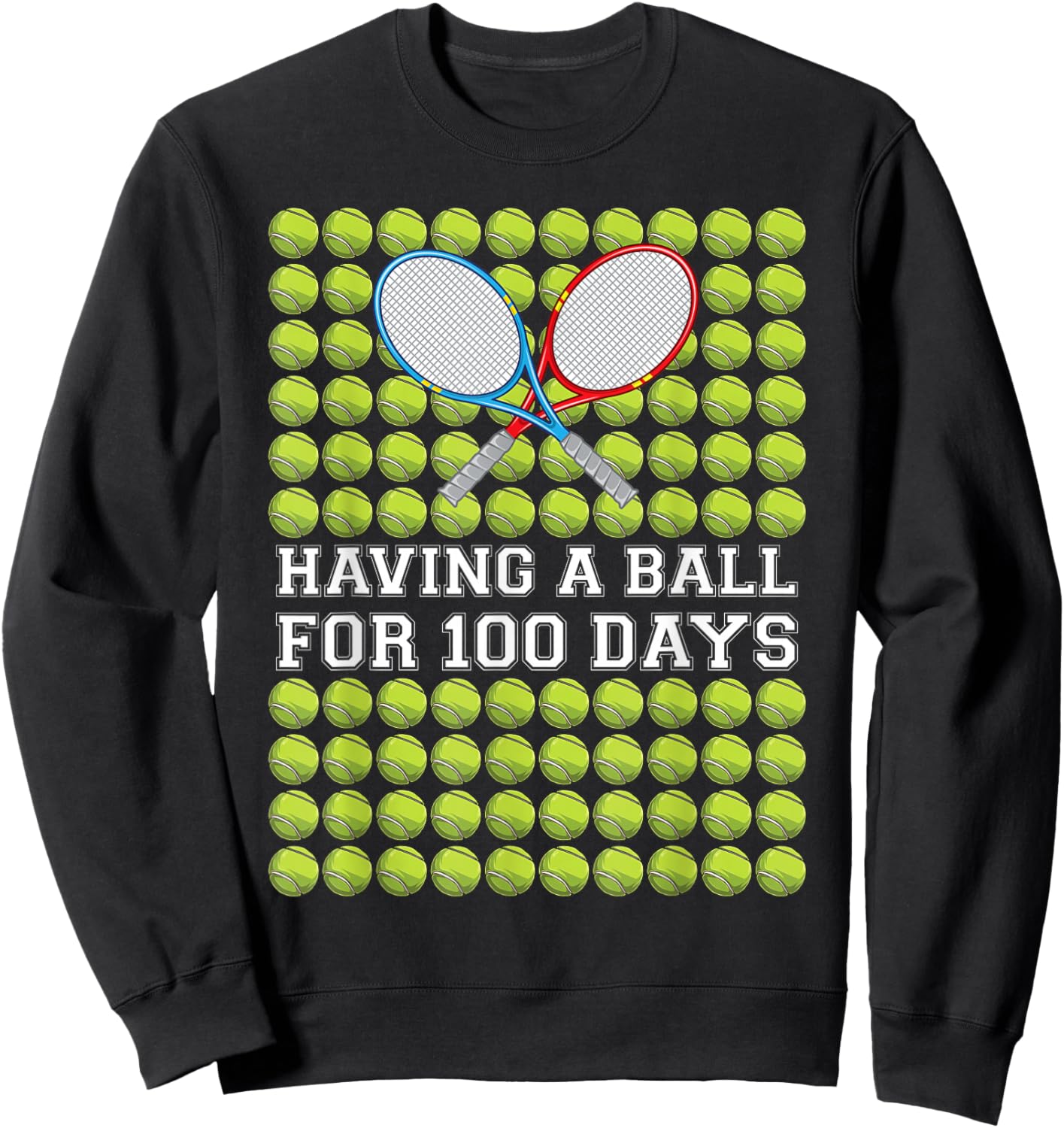 Having A Ball for 100 Days Tennis Kids Boy Smarter School Sweatshirt - Sweatshirt | Black