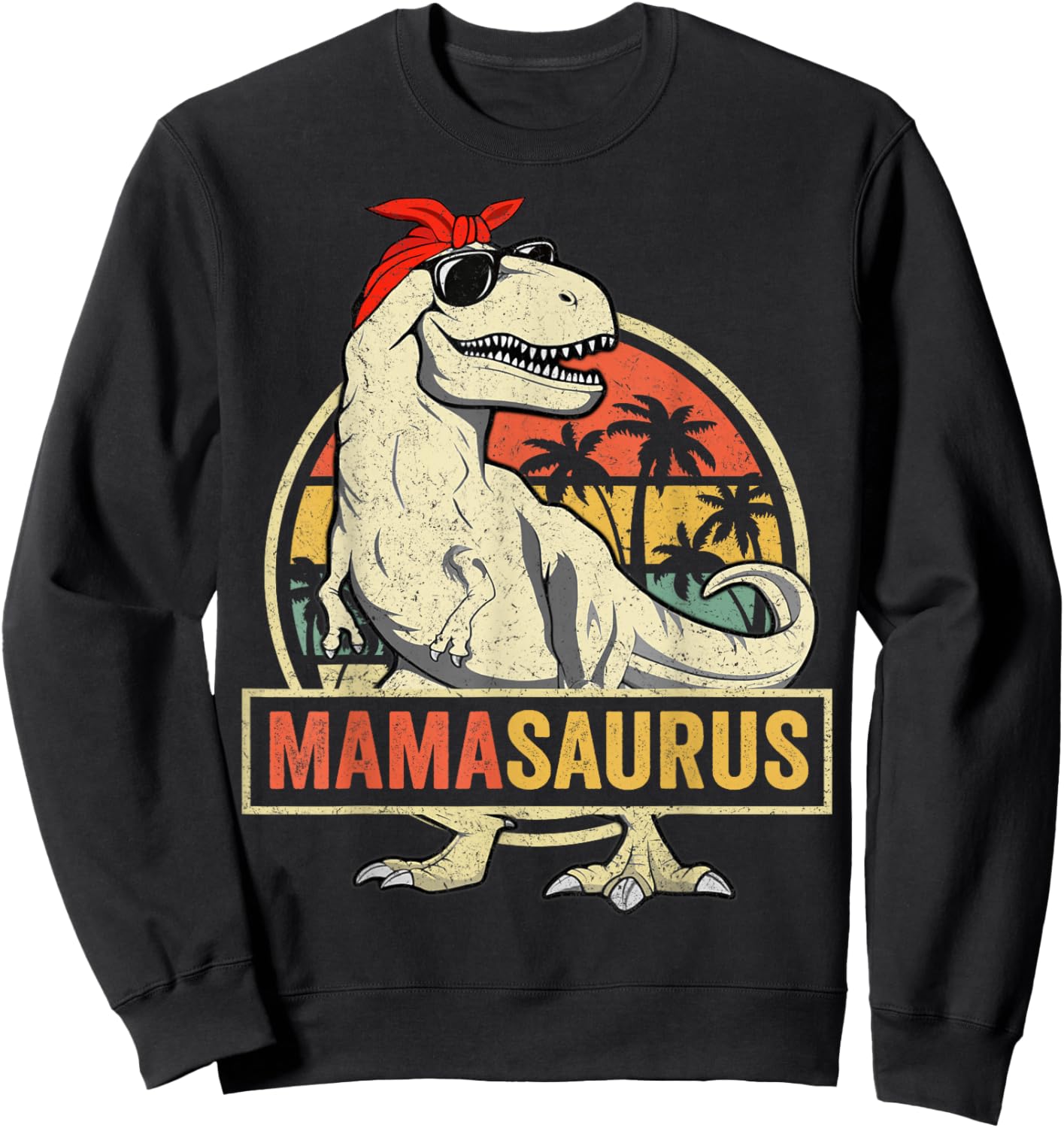 Family Saurus Shirts Store Mamasaurus T Rex Dinosaur Funny Mother's Day Gifts Mom Mommy Adult Classic Fit Black Short Sleeve Sweatshirt - Sweatshirt | Black