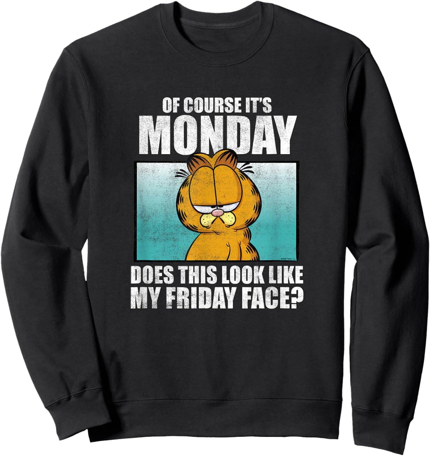 Garfield of Course It's Monday...Friday Face Sweatshirt - Sweatshirt | Black