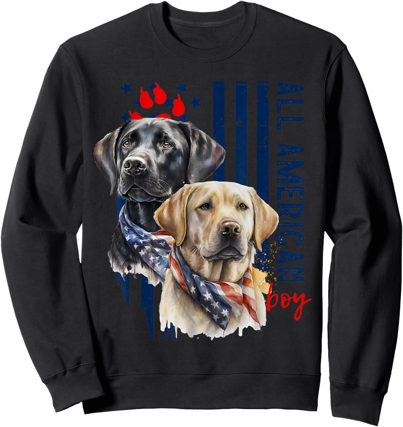 Patriotic USA Flag Labradors All American Boy US Lab Owner Sweatshirt - Sweatshirt | Black