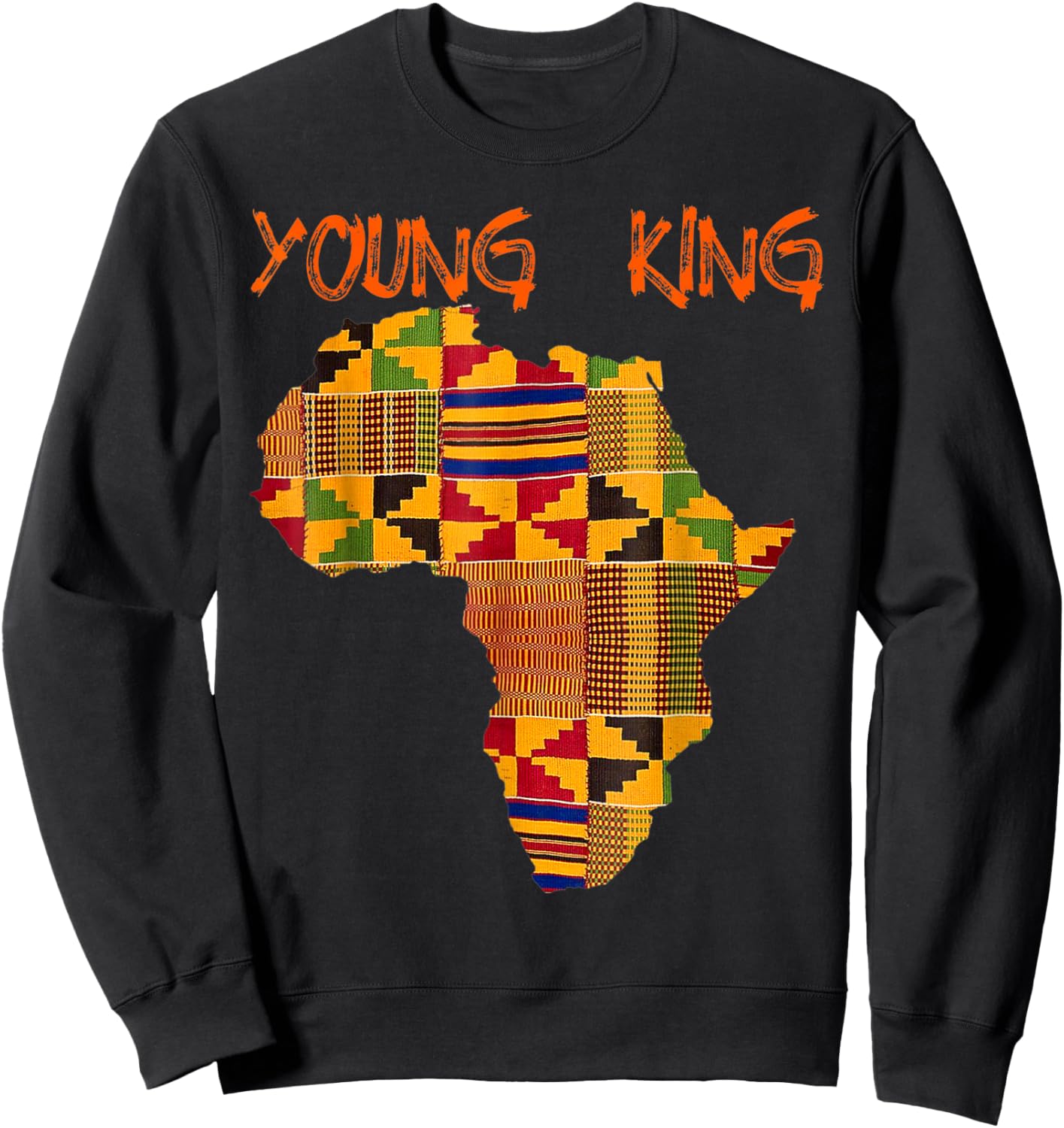 Boys African Kente Print Little Kids with King Kente Sweatshirt - Sweatshirt | Black