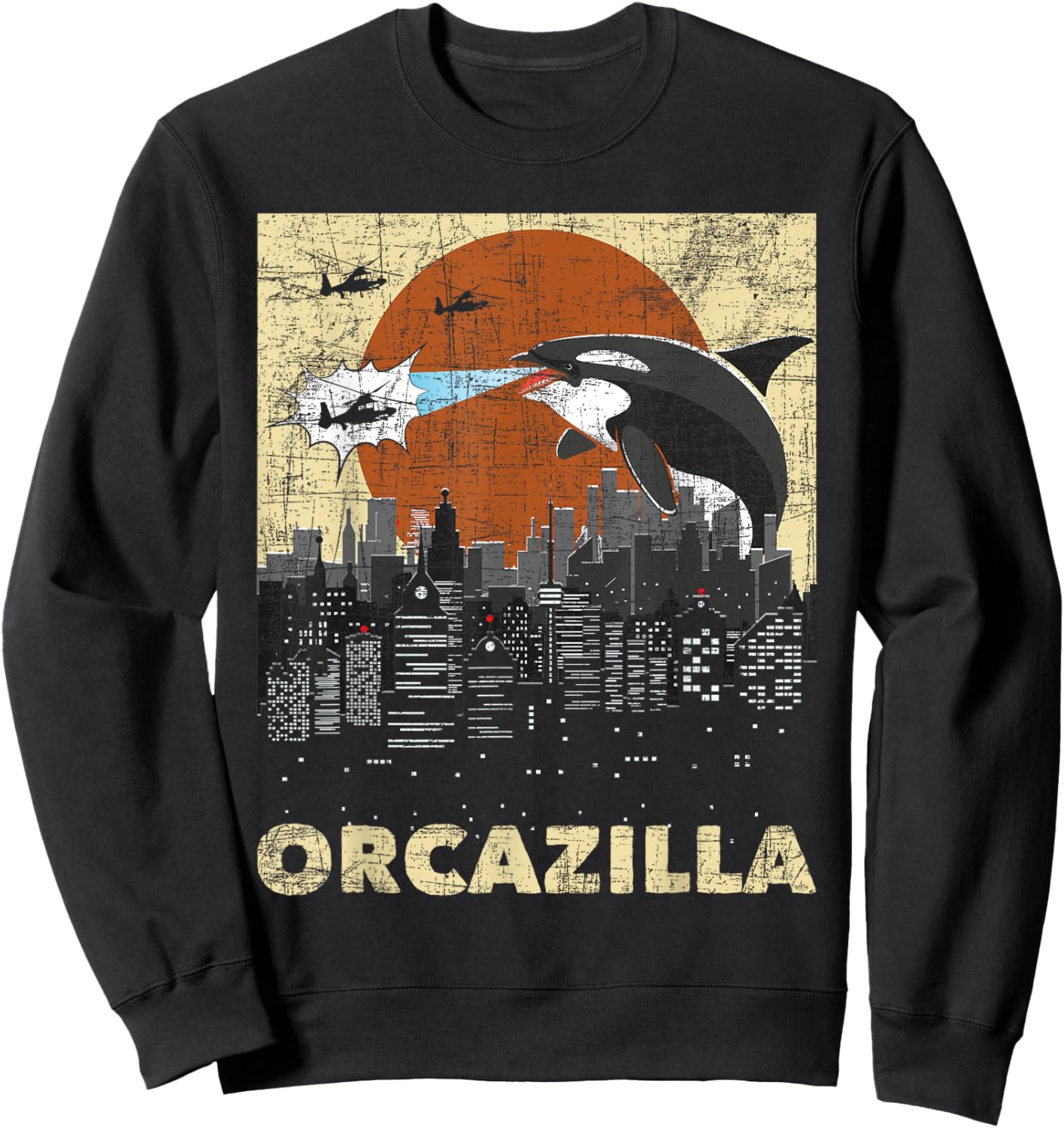 Orcazilla - Whale Lover Ocean Marine Biologist Whales Sweatshirt - Sweatshirt | Black