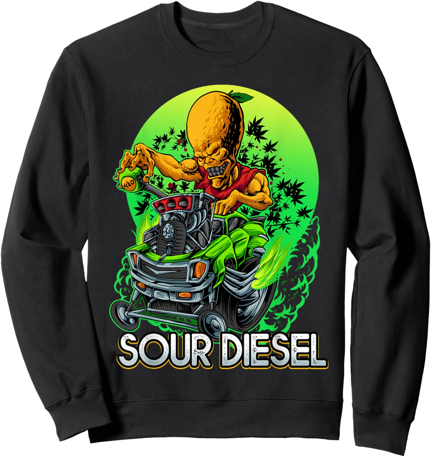 Sour Cannabis Diesel Marijuana Strain 420 Hot Alien Rod Sweatshirt - Sweatshirt | Black