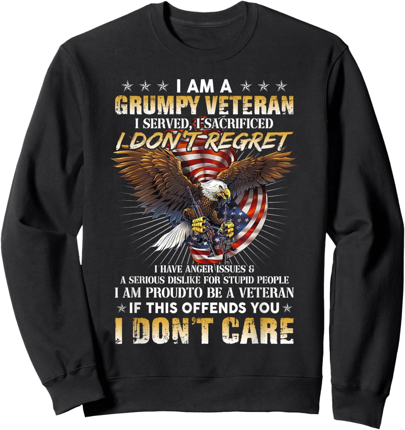 Grumpy Old Veteran Funny Veteran Father's Day Sweatshirt - Sweatshirt | Black