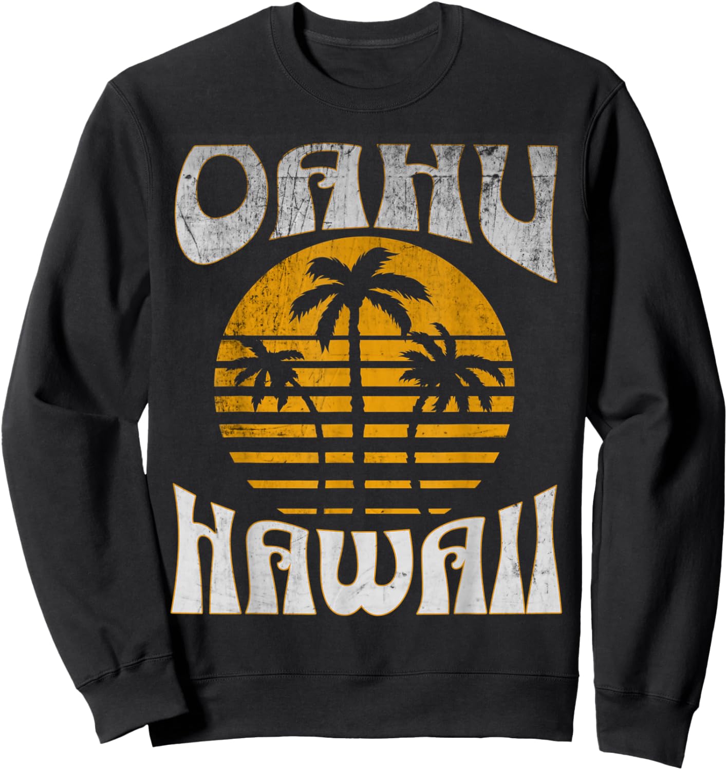 Oahu Hawaii Beach Summer Vacation Vintage Sweatshirt - Sweatshirt | Black