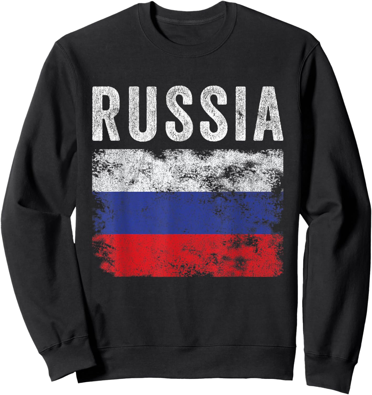 Russia Flag Distressed - Men Women Kids - Russian Flag Sweatshirt - Sweatshirt | Black
