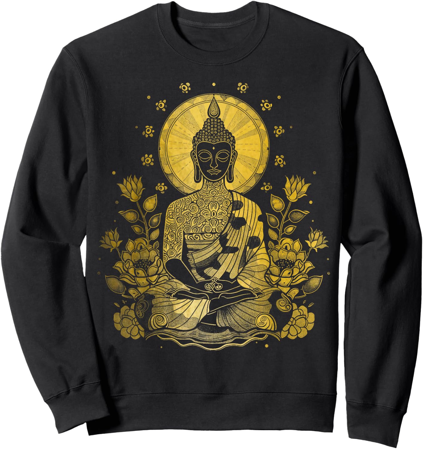 Buddha Floral Vintage Flower Yoga Buddhism Yogi Buddhist Sweatshirt - Sweatshirt | Black