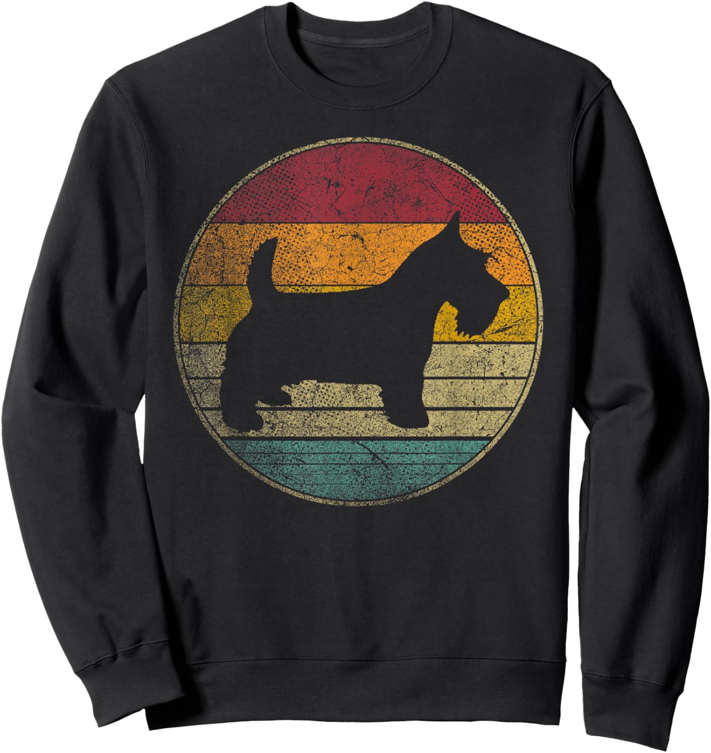 Scottish Terrier Dog Vintage Distressed Retro 70s 80s Gift Sweatshirt - Sweatshirt | Black