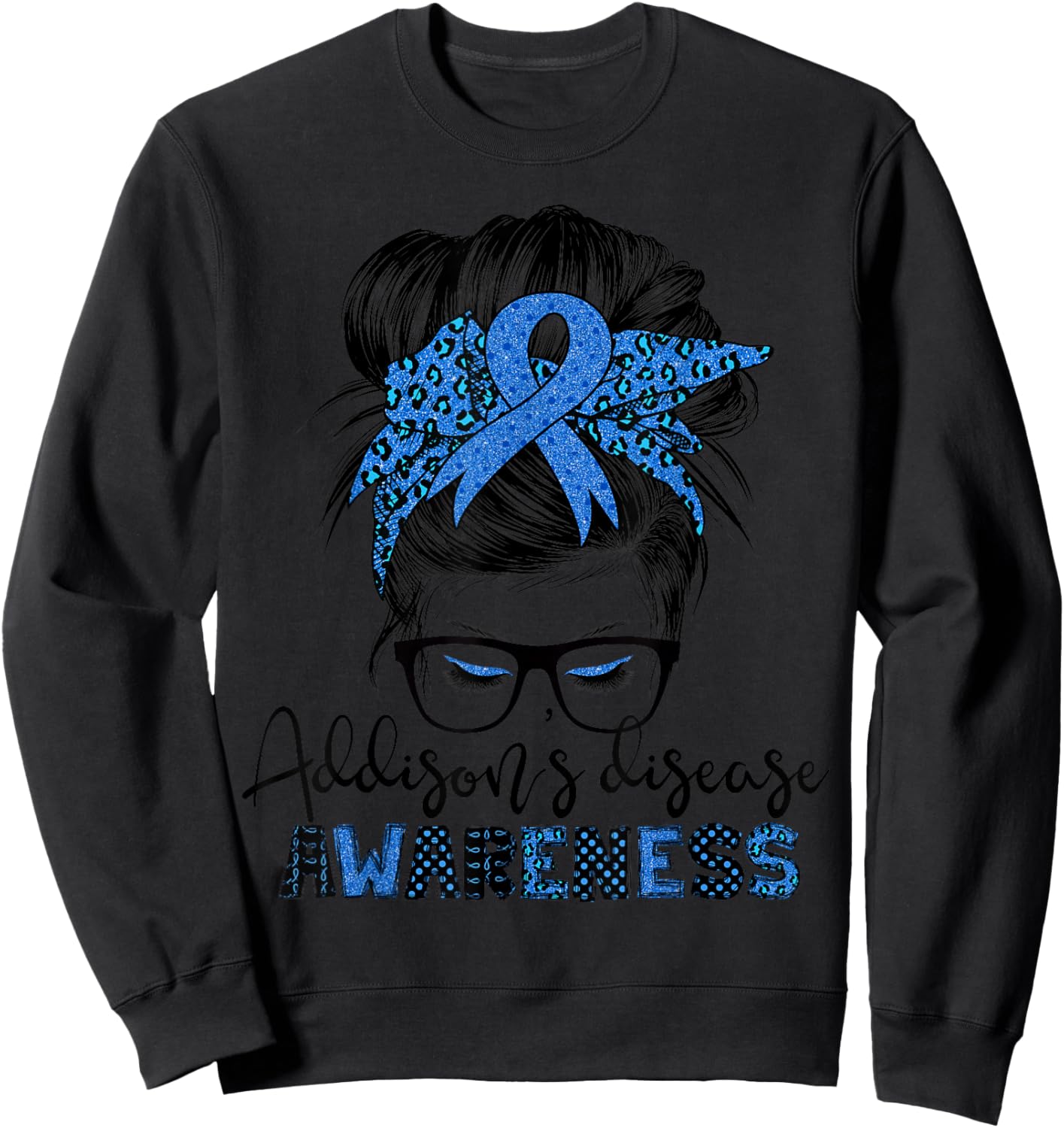 Addison's disease awareness messy hair bun Sweatshirt - Sweatshirt | Black