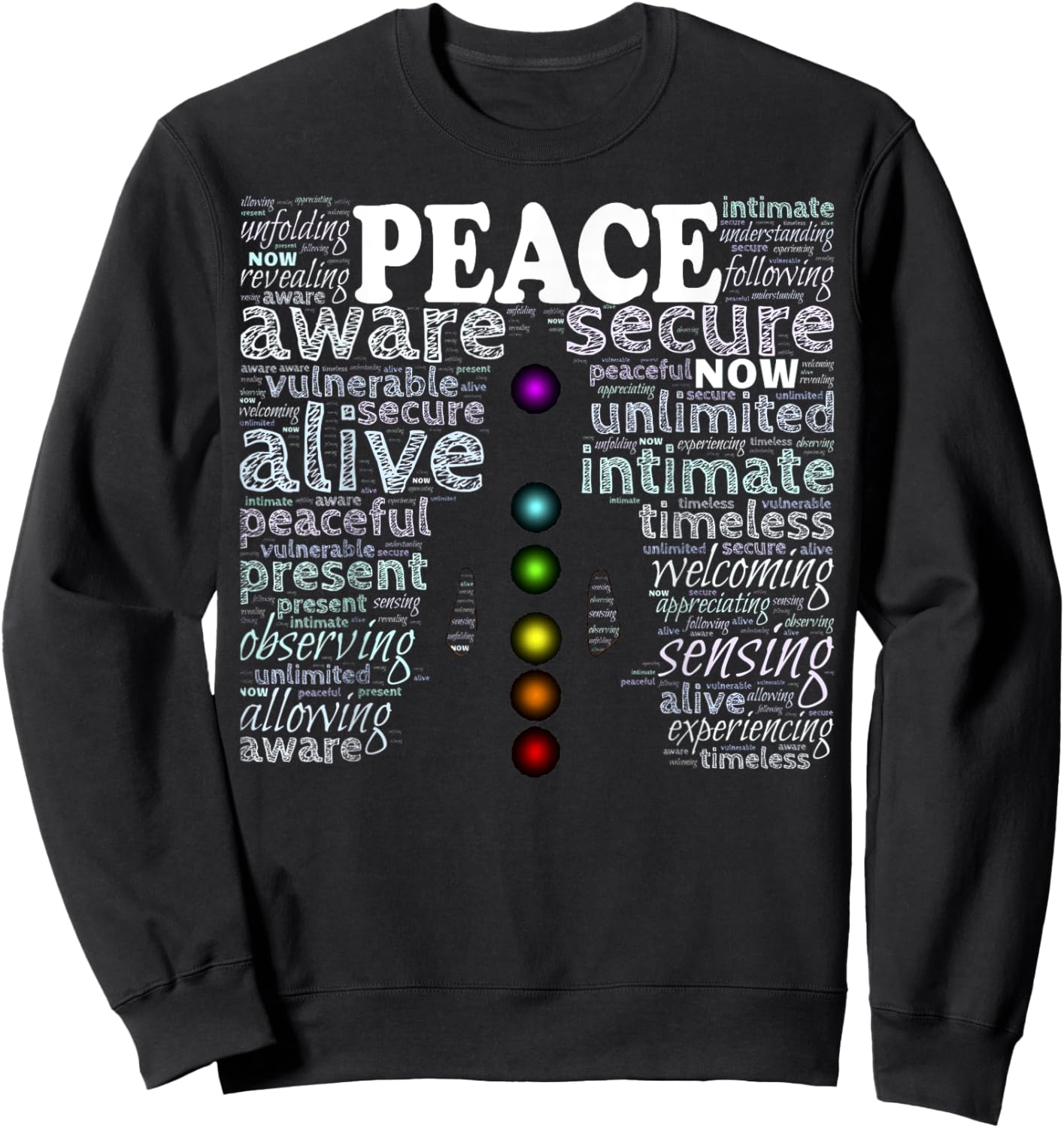 Inspirational Words Peace Meditation Chakra Sweatshirt - Sweatshirt | Black