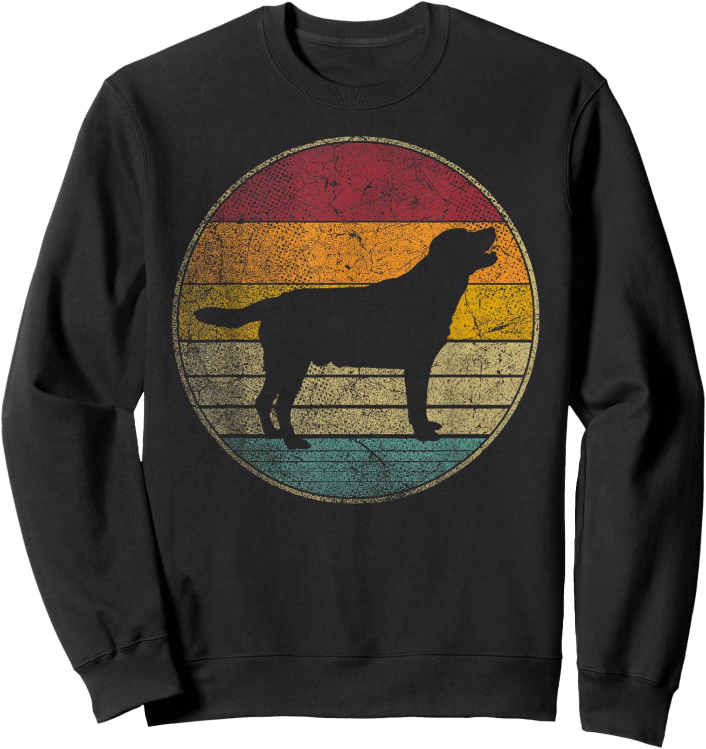 Labrador Retriever Dog Vintage Distressed Retro Silhouette Women Kids Sweatshirt - Sweatshirt | Black