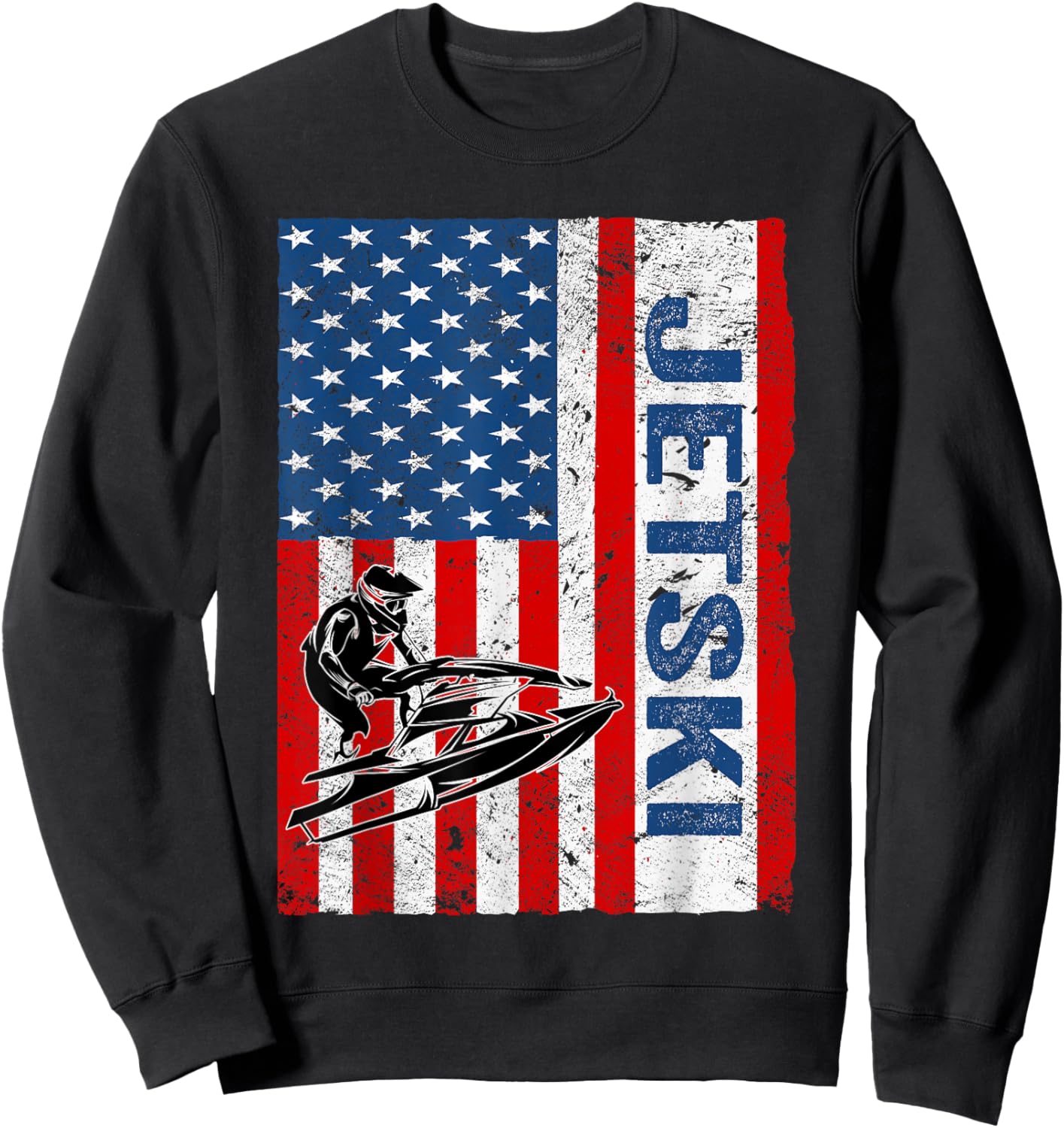 Jet Ski USA Flag. Vintage Jet Ski Sweatshirt - Sweatshirt | Black