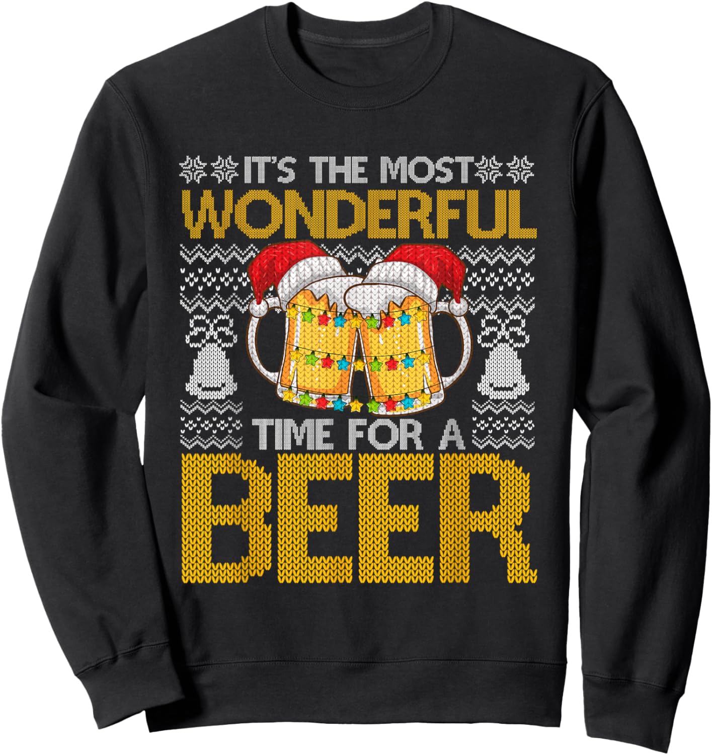 It's The Most Wonderful Time For A Beer Christmas Santa Hat Sweatshirt - Sweatshirt | Black