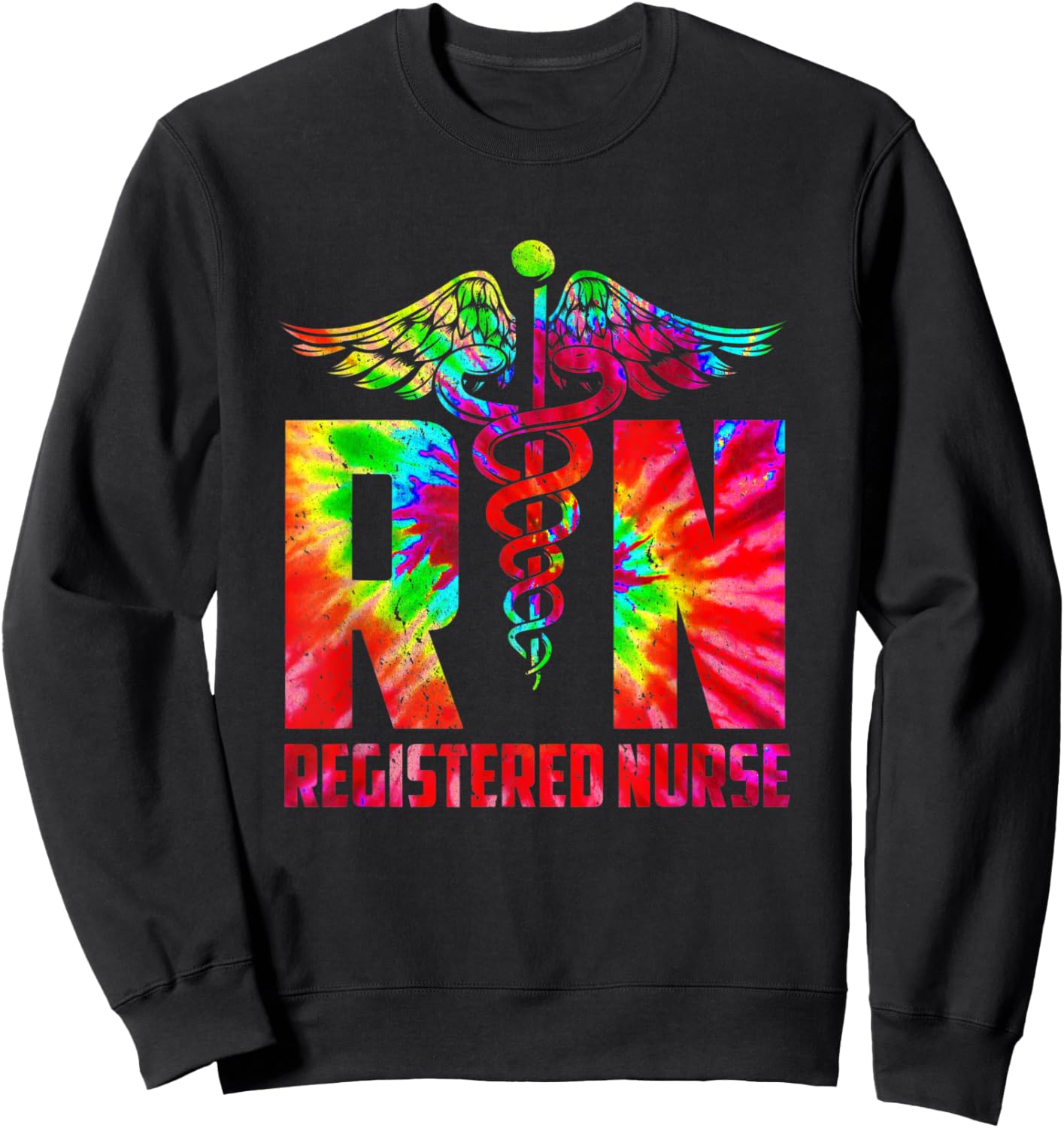 Nurse Tie Dye Registered Nurse Life 2021 Mother Day Sweatshirt - Sweatshirt | Black
