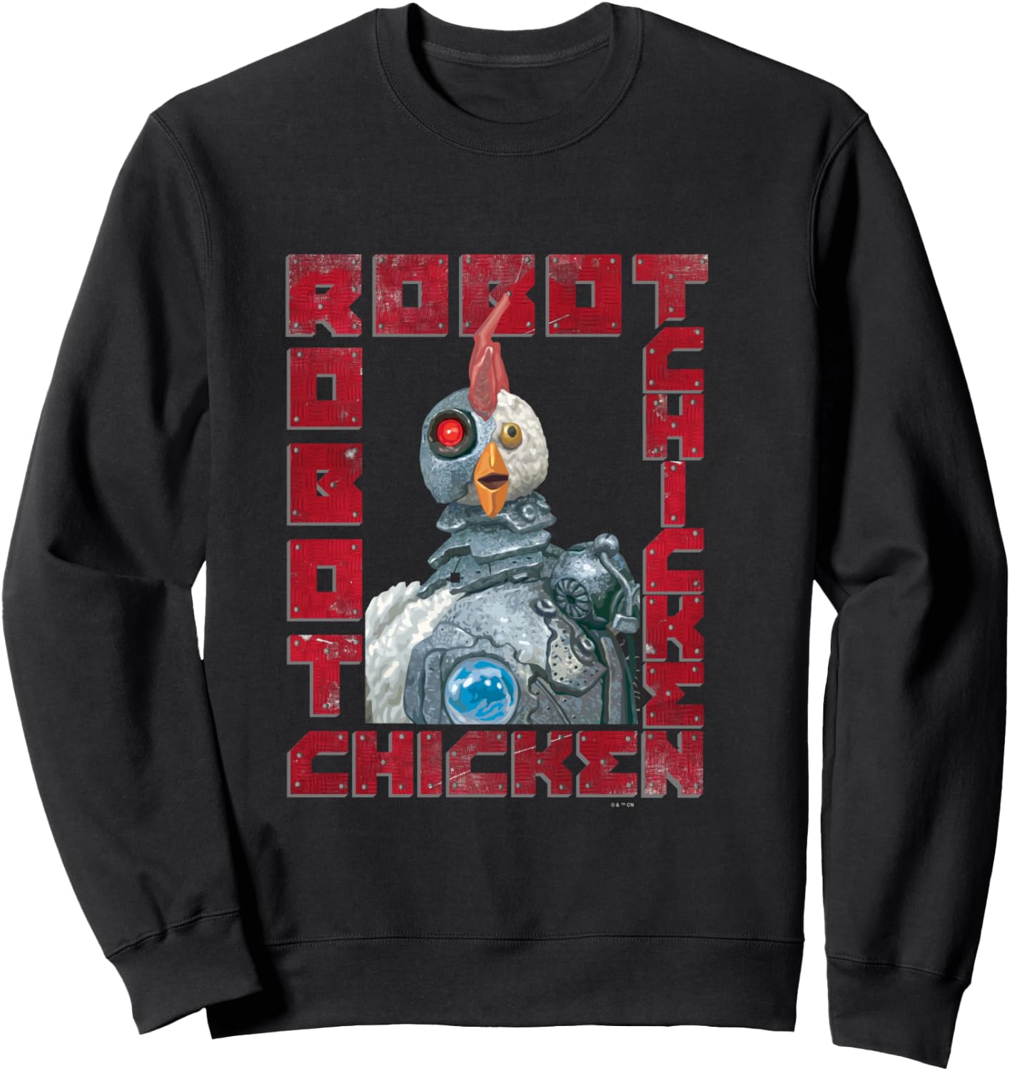 Robot Chicken Classic Mascot Metal Frame Vintage Portrait Sweatshirt - Sweatshirt | Black