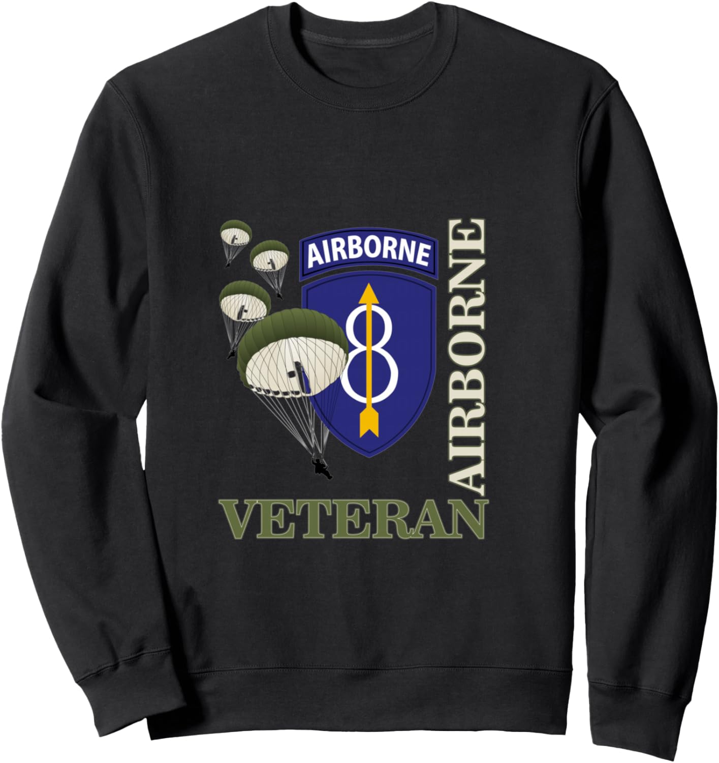 8th Airborne Division Veteran Paratrooper Veterans Day Xmas Sweatshirt - Sweatshirt | Black