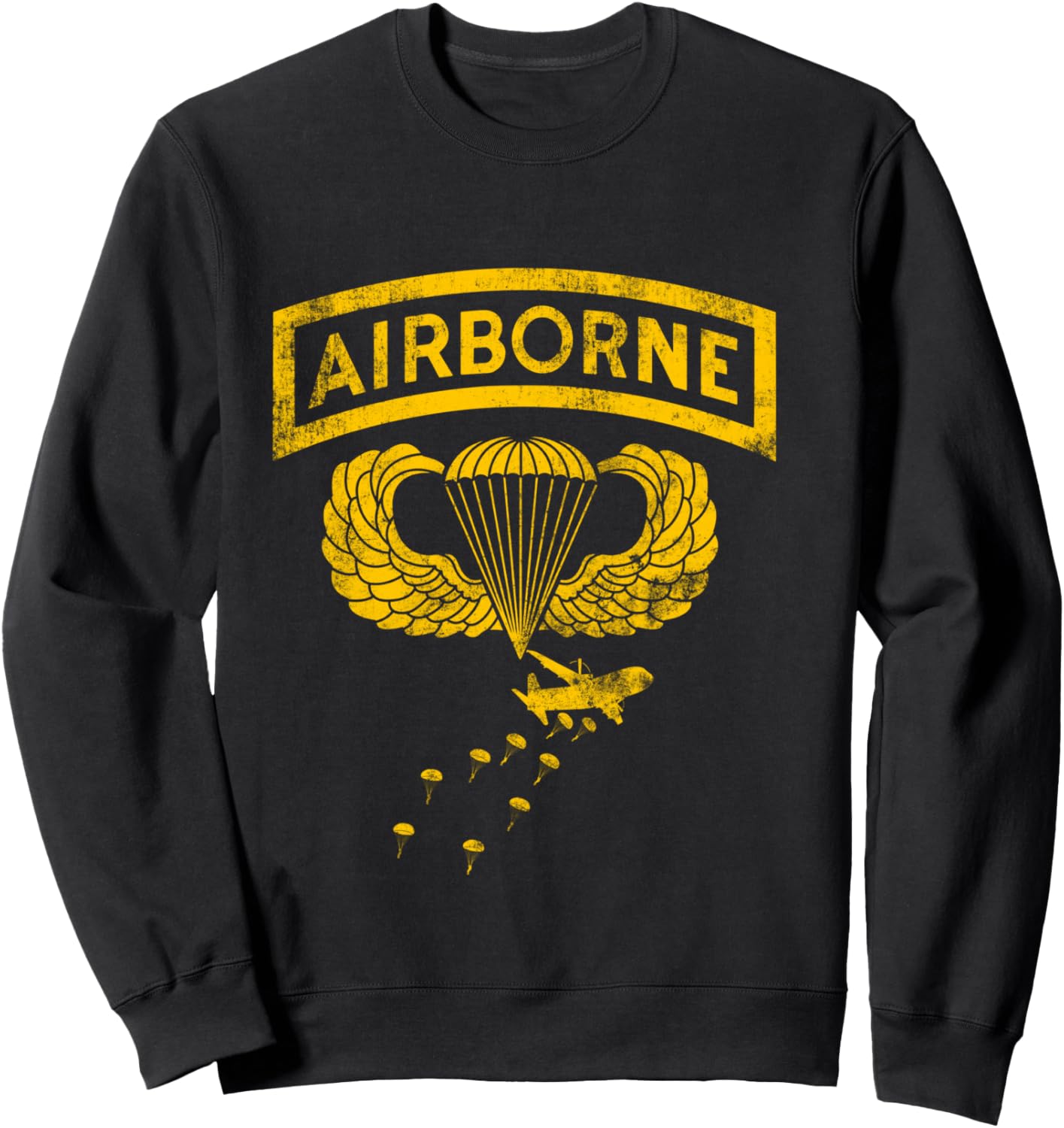 U.S Army Airborne Division Paratrooper Veteran Flag Vintage Sweatshirt - Sweatshirt | Black