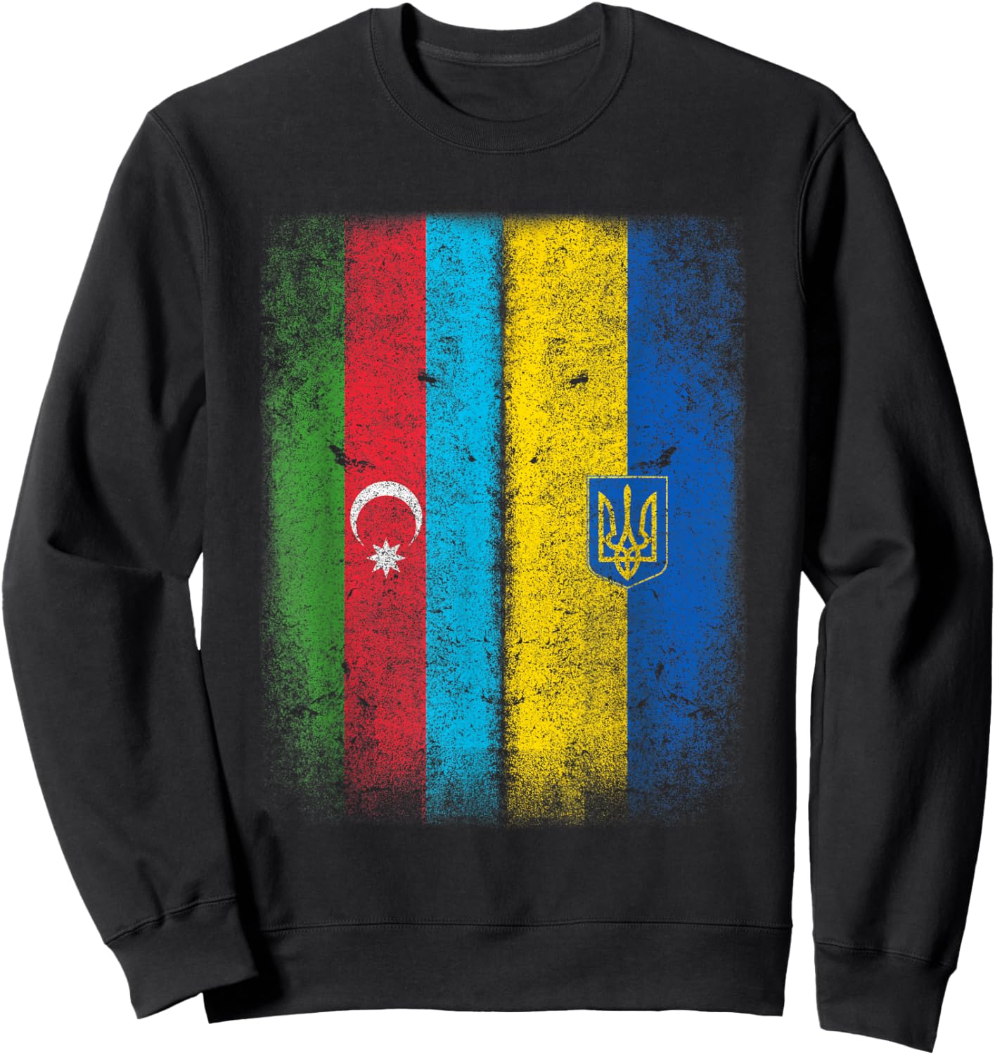 Vintage Azerbaijan Ukraine Flag Sweatshirt - Sweatshirt | Black