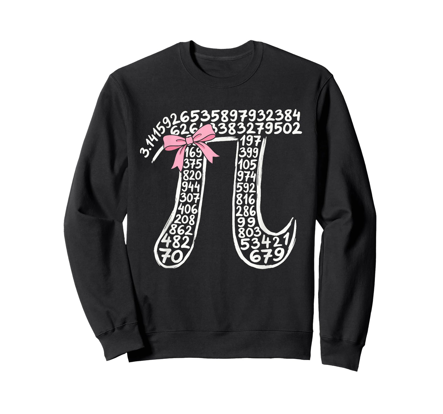 3.14 Digits of Pi Day Women Nerdy Girls Bow Math Lovers T-Shirt - Sweatshirt | Black