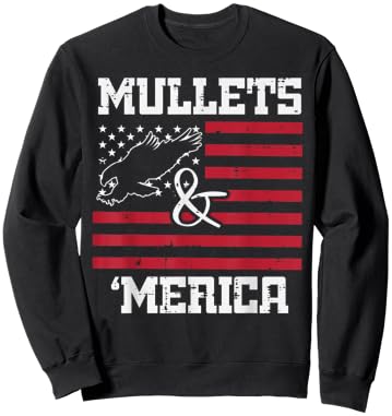 Mullets And Merica Eagle American Flag Fourth 4th Of July Women Kids Men Sweatshirt - Sweatshirt | Black