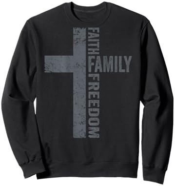 Faith Family & Freedom - Patriotic Christian Cross - ON BACK Sweatshirt - Sweatshirt | Black