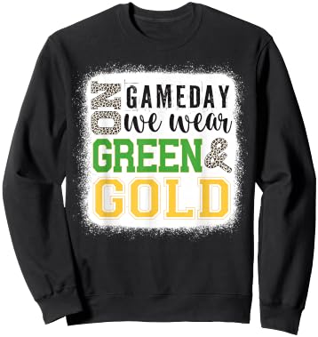 On Gameday Football We Wear Green And Gold Leopard Print Sweatshirt - Sweatshirt | Black