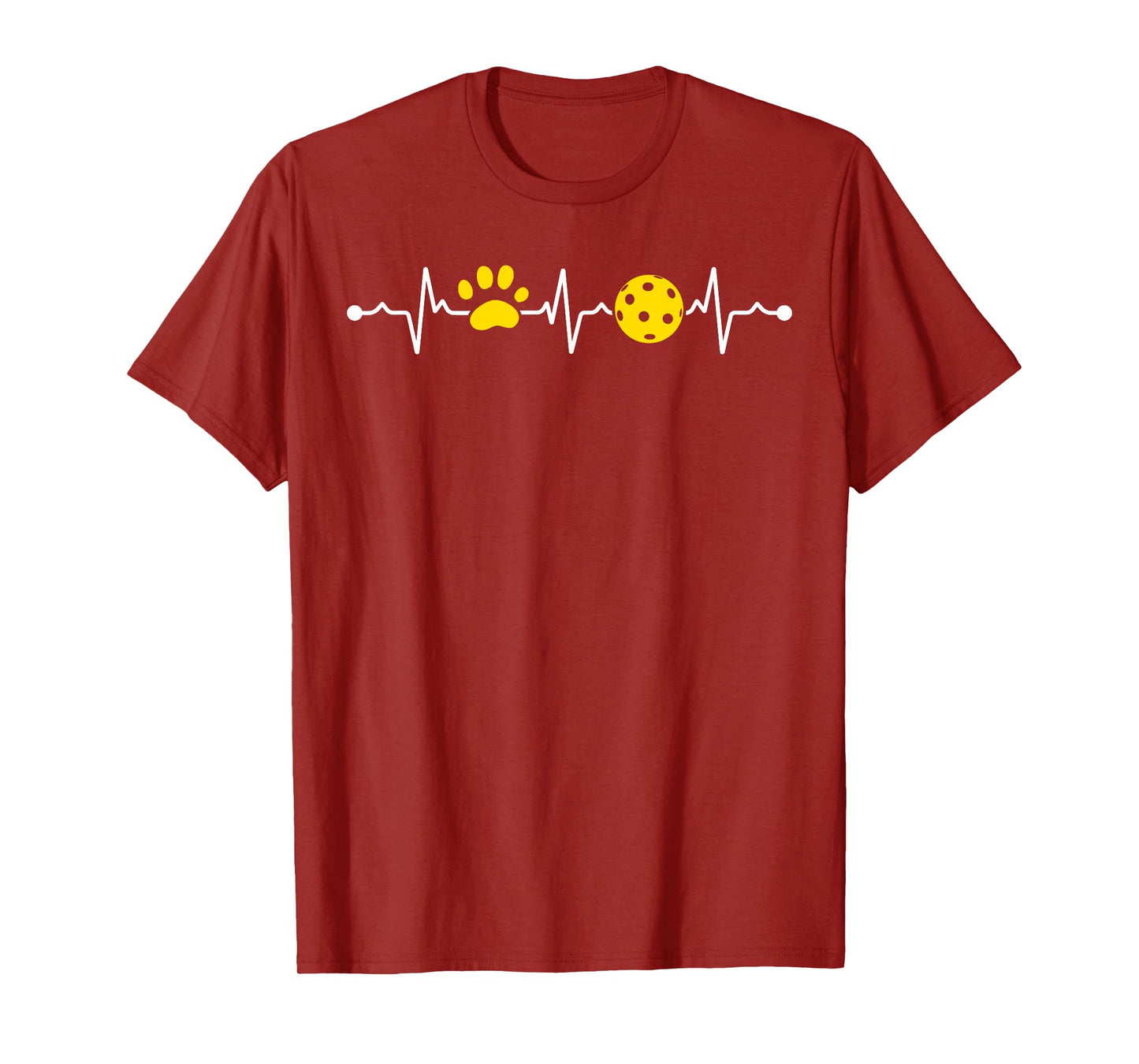 Funny Pickleball Player Heartbeat Dog Paw Heartbeat T-Shirt for Men Women Girls Kids
