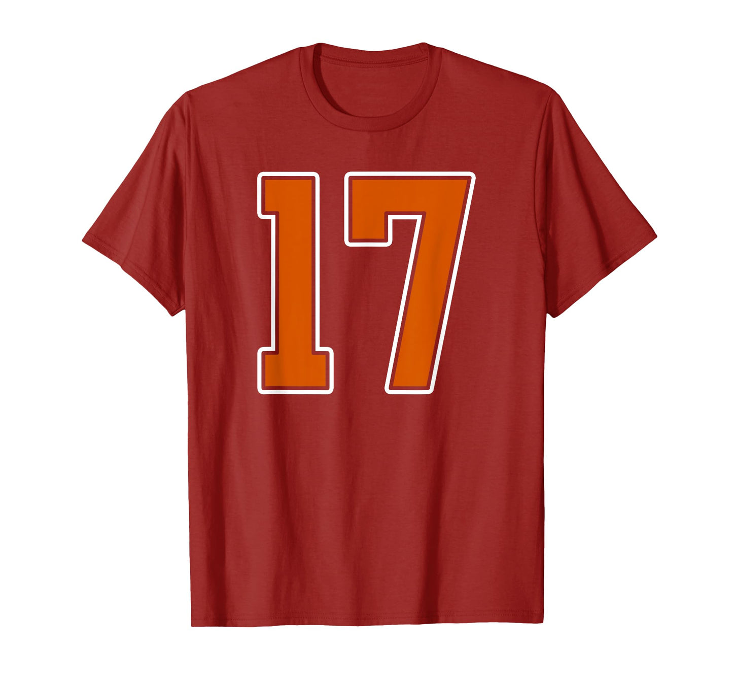 Burnt Orange White Number 17 Jersey Player Uniform #17 T-Shirt