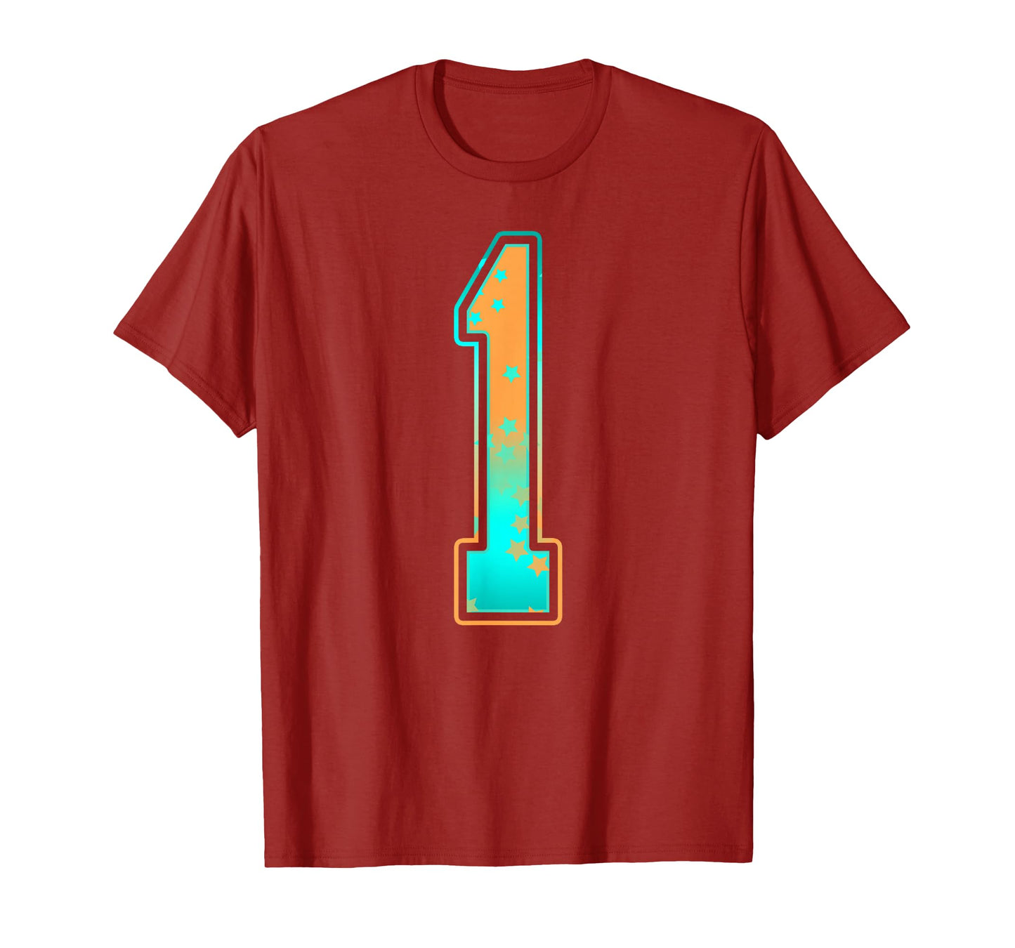 Mint Green Teal Orange Number 1 Jersey Player Uniform #1 T-Shirt