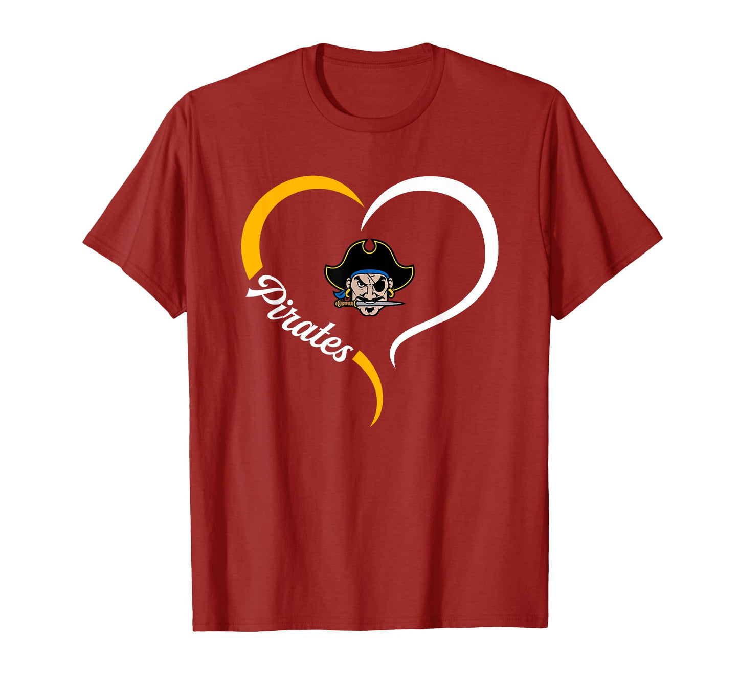 Fernandina Beach Pirates Logo Half Heart Slogan HS T-Shirt