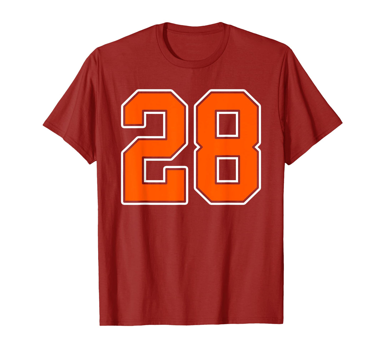Orange White Number 28 Jersey Player Uniform #28 T-Shirt
