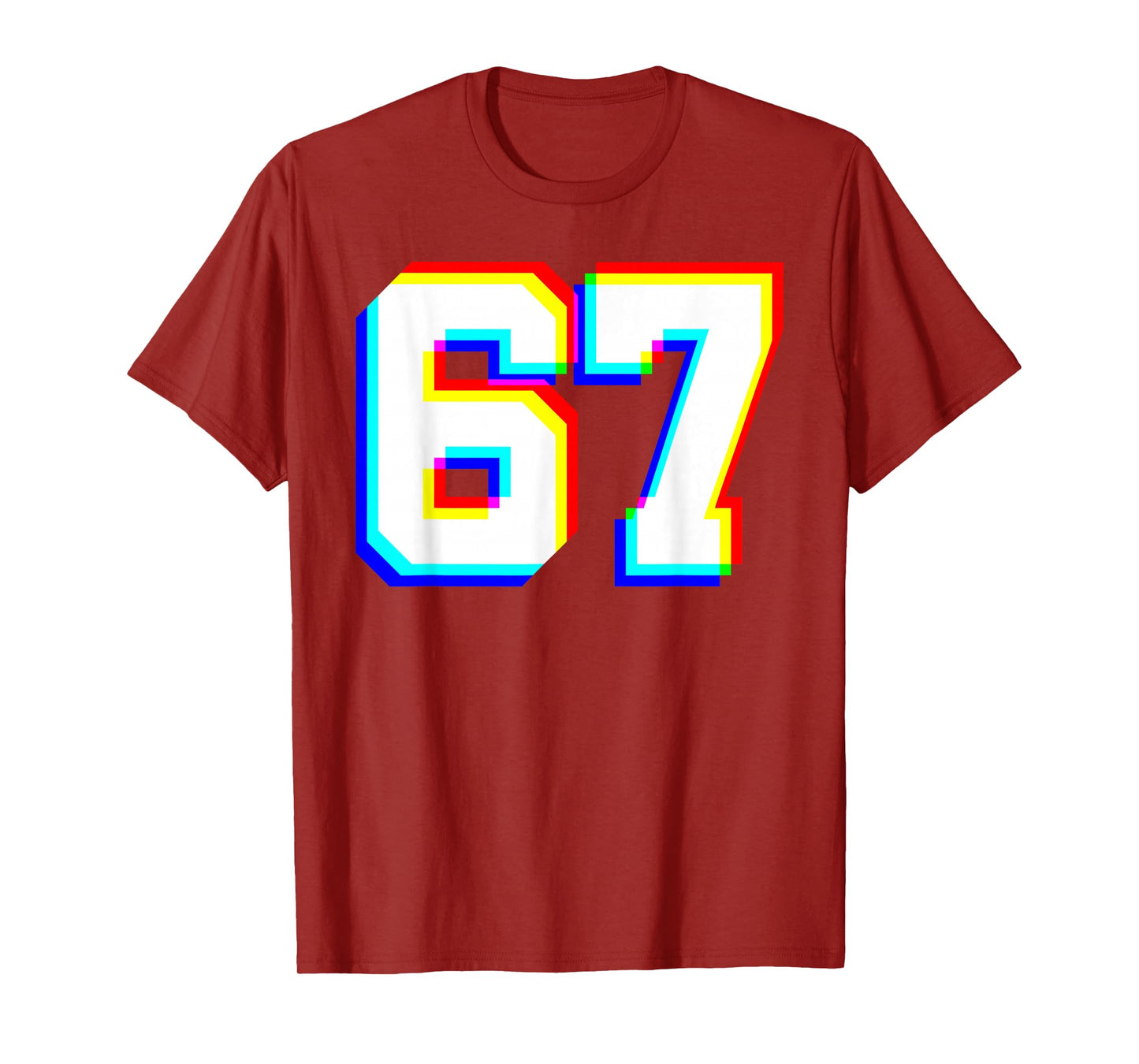 67 Glitch Optical Illusion Six Seven Varsity 6 7 Meme T-Shirt