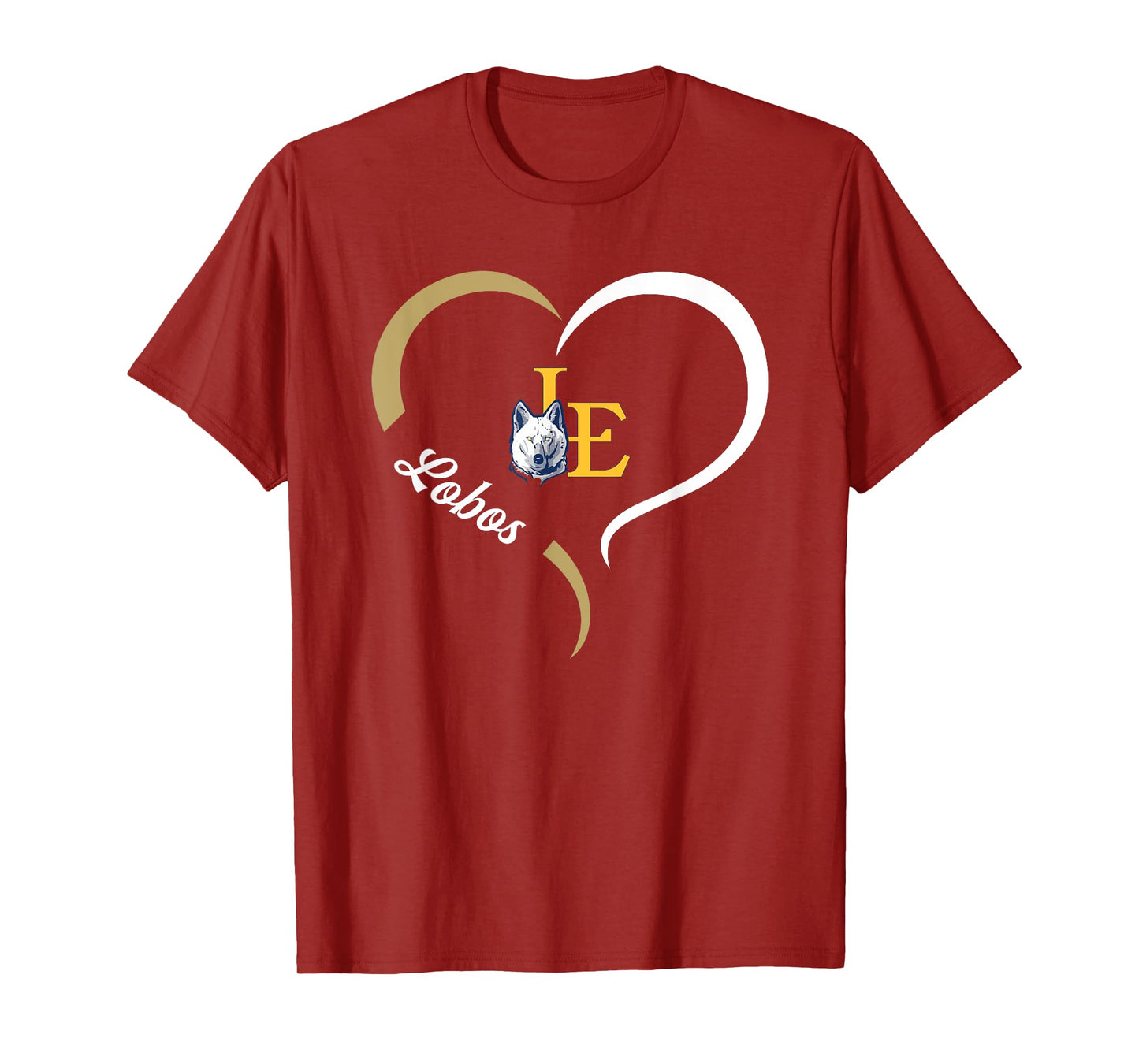 Little Elm Lobos Logo Half Heart Slogan HS T-Shirt