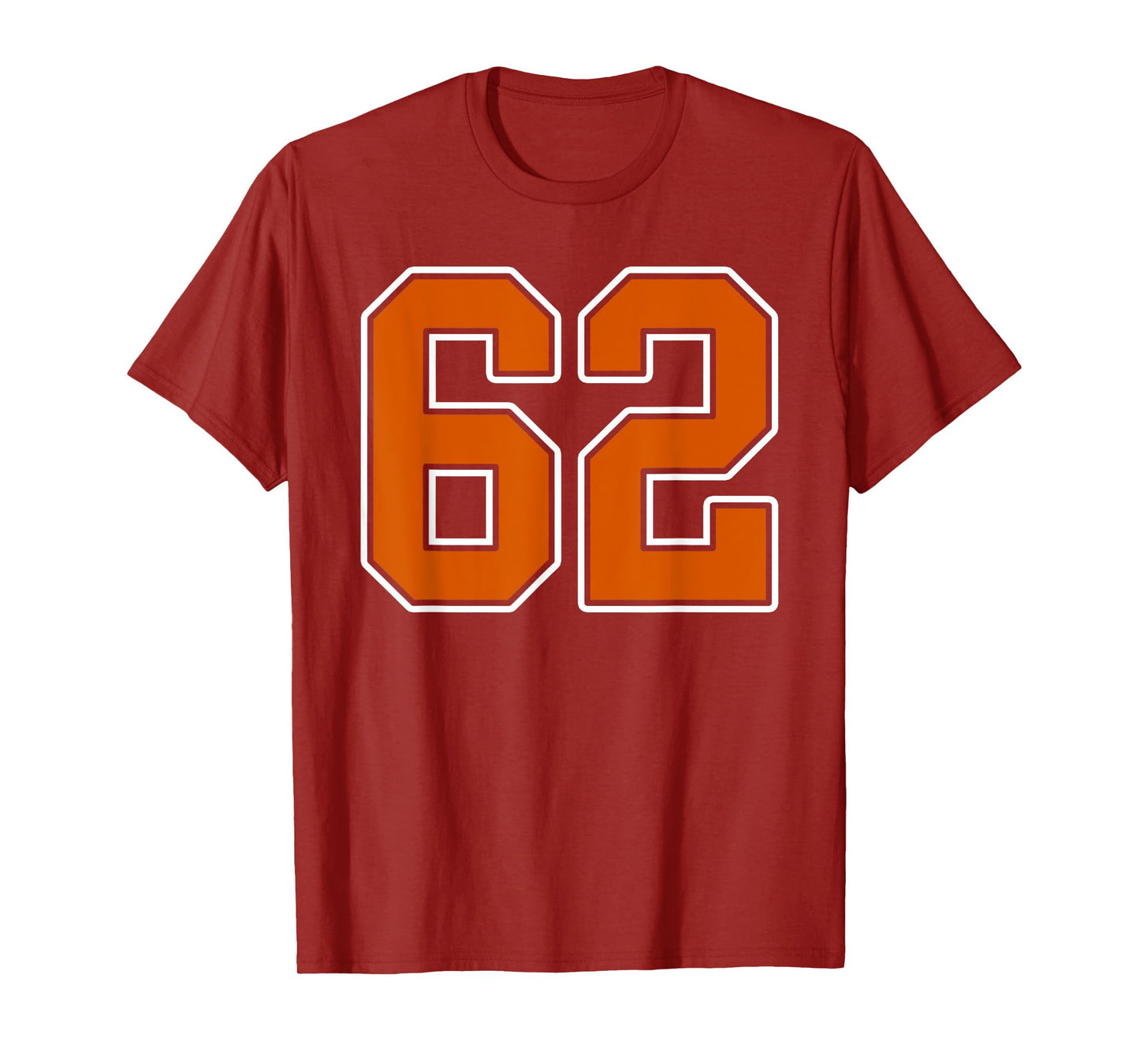 Burnt Orange White Number 62 Jersey Player Uniform #62 T-Shirt